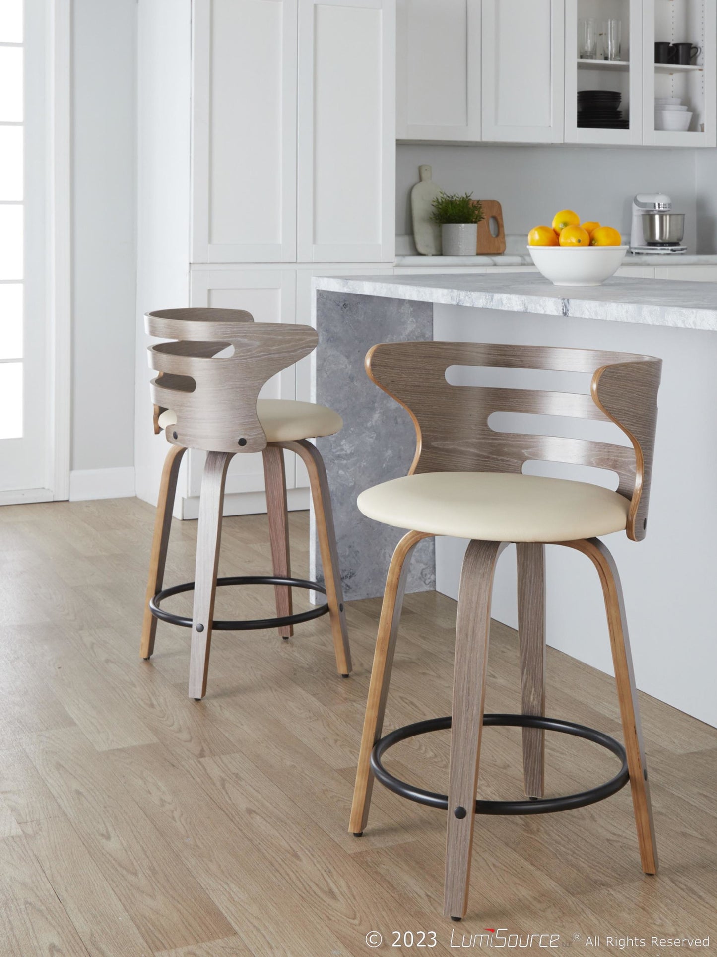 Cosini 24" Fixed-Height Counter Stool - Set of 2 By LumiSource - B24-COSIPU-GRTZQ2 LGYLGYBK2 | Counter Stools | Modishstore - 12