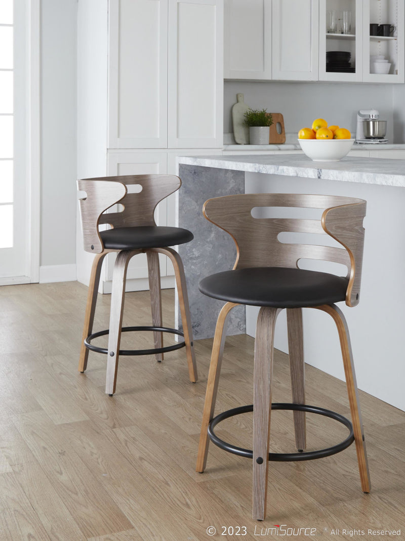 Cosini 24" Fixed-Height Counter Stool - Set of 2 By LumiSource - B24-COSIPU-GRTZQ2 LGYLGYBK2 | Counter Stools | Modishstore