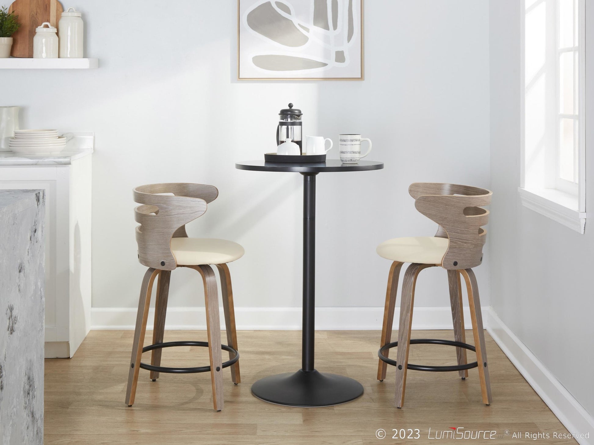 Cosini 24" Fixed-Height Counter Stool - Set of 2 By LumiSource - B24-COSIPU-GRTZQ2 LGYLGYBK2 | Counter Stools | Modishstore - 14