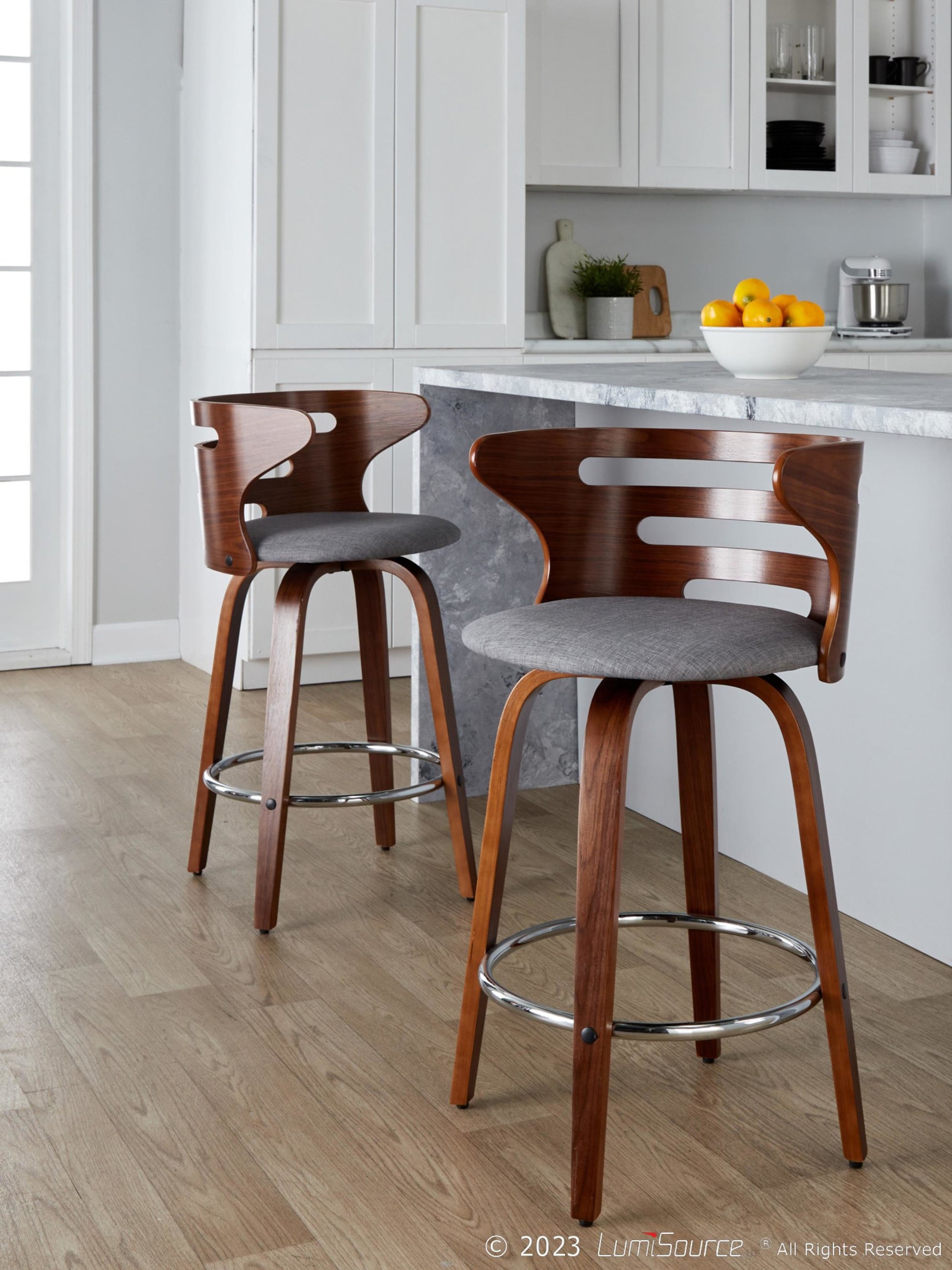 Cosini 26" Fixed-Height Counter Stool - Set of 2 By LumiSource - B26-COSIFB-GRTZR2 WLWLCHAR2 | Counter Stools | Modishstore - 12