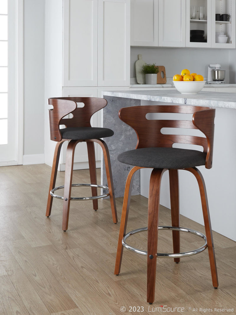 Cosini 26" Fixed-Height Counter Stool - Set of 2 By LumiSource - B26-COSIFB-GRTZR2 WLWLCHAR2 | Counter Stools | Modishstore