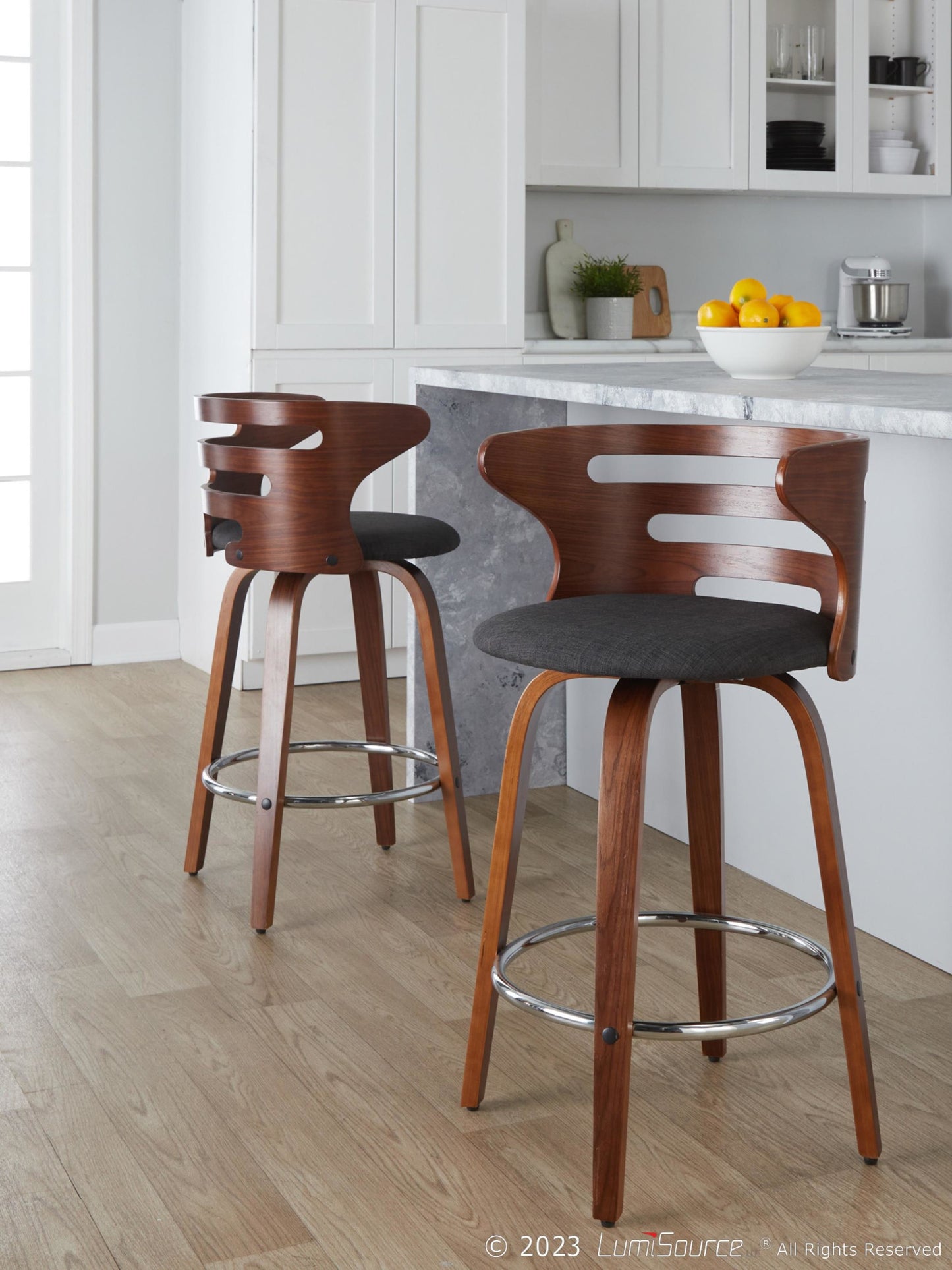 Cosini 26" Fixed-Height Counter Stool - Set of 2 By LumiSource - B26-COSIFB-GRTZR2 WLWLCHAR2 | Counter Stools | Modishstore - 2