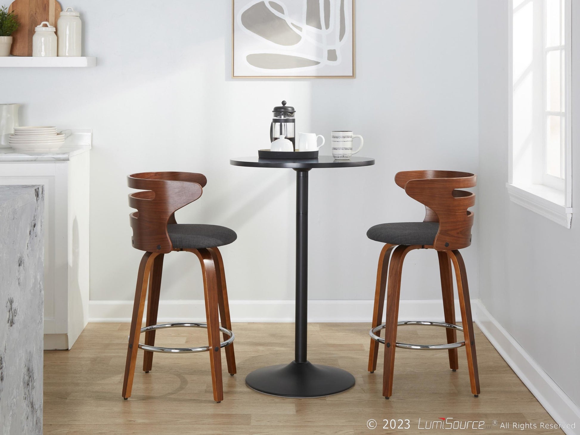 Cosini 26" Fixed-Height Counter Stool - Set of 2 By LumiSource - B26-COSIFB-GRTZR2 WLWLCHAR2 | Counter Stools | Modishstore - 3