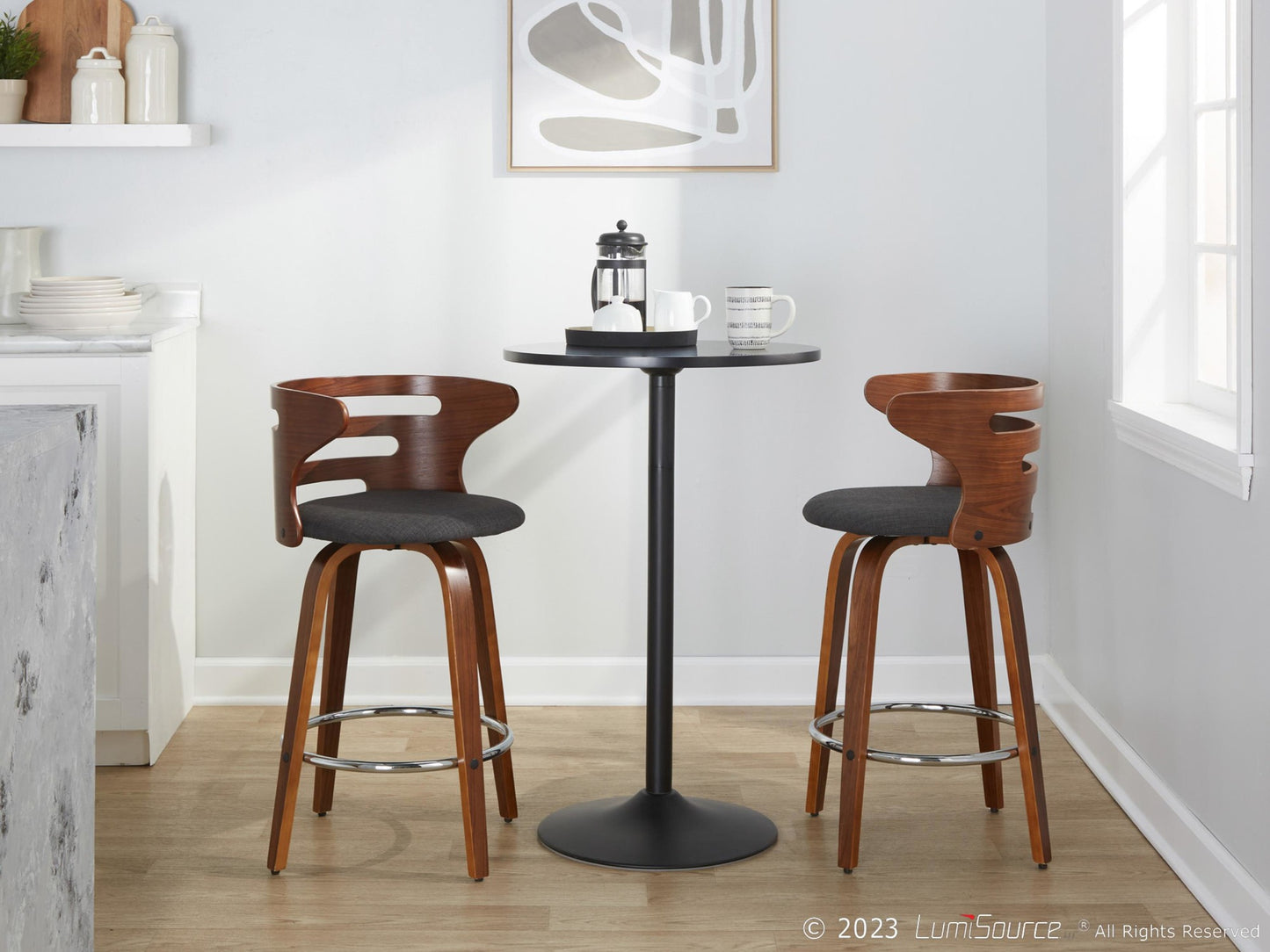 Cosini 26" Fixed-Height Counter Stool - Set of 2 By LumiSource - B26-COSIFB-GRTZR2 WLWLCHAR2 | Counter Stools | Modishstore - 4