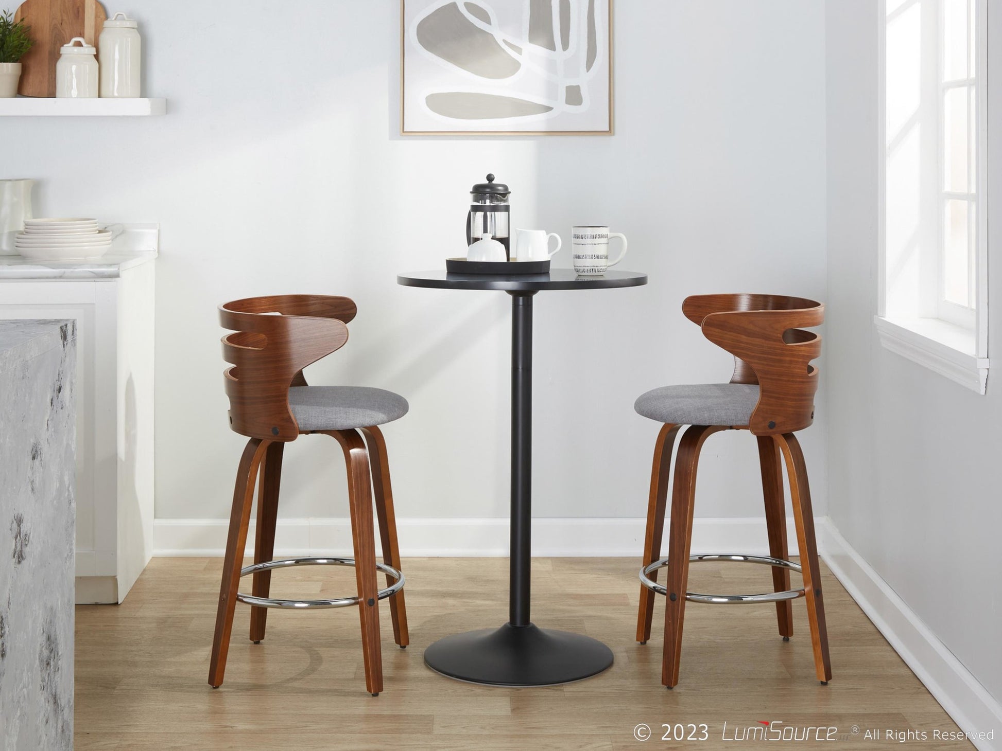 Cosini 26" Fixed-Height Counter Stool - Set of 2 By LumiSource - B26-COSIFB-GRTZR2 WLWLCHAR2 | Counter Stools | Modishstore - 14