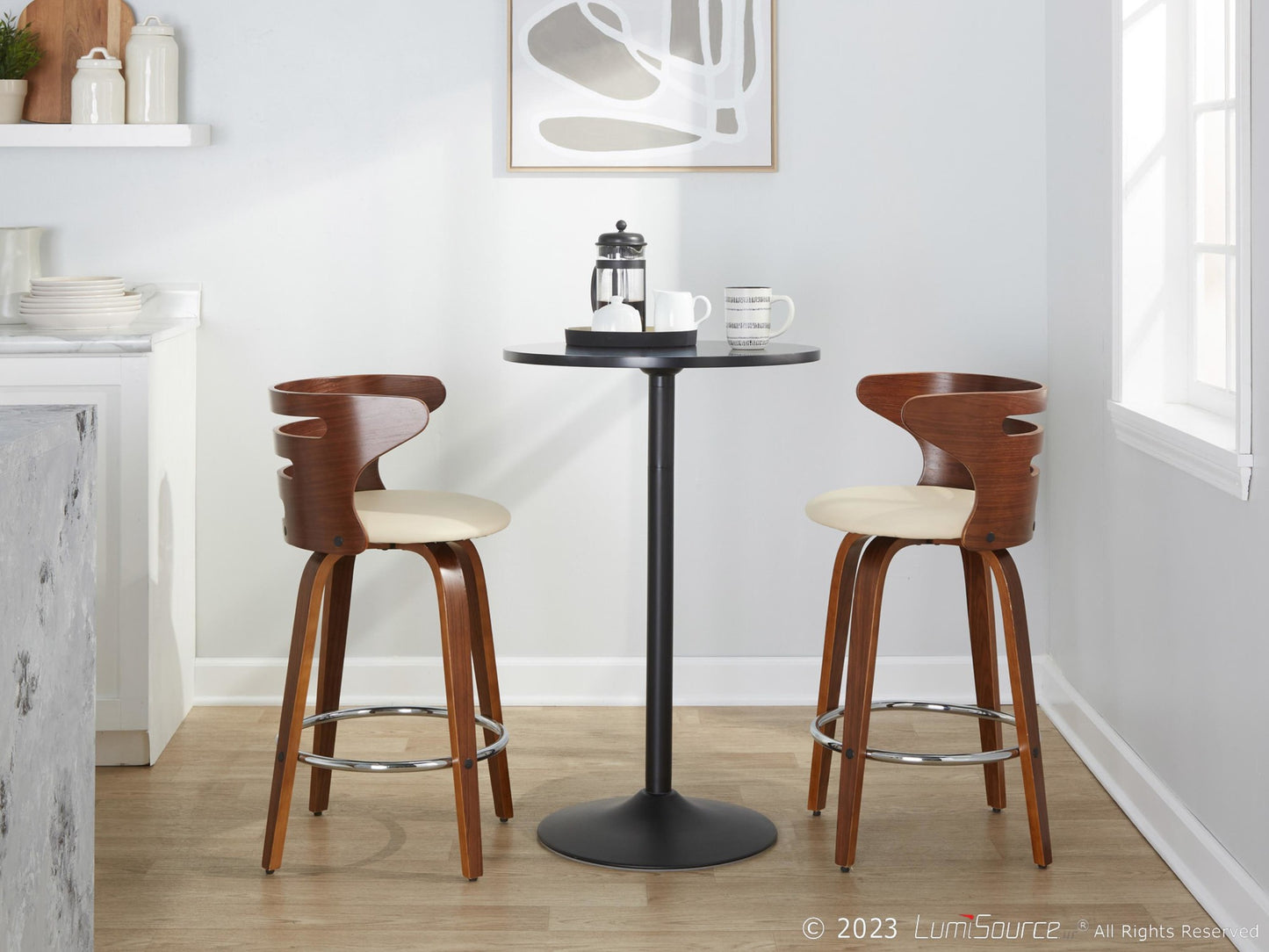 Cosini 26" Fixed-Height Counter Stool - Set of 2 By LumiSource - B26-COSIPU-GRTZR2 WLWLBN2 | Counter Stools | Modishstore - 13