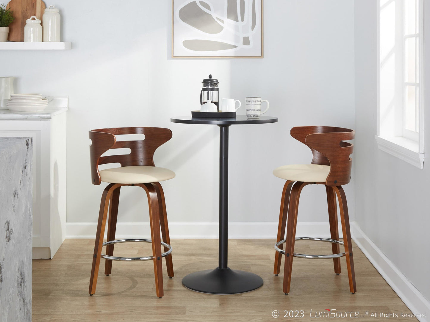 Cosini 26" Fixed-Height Counter Stool - Set of 2 By LumiSource - B26-COSIPU-GRTZR2 WLWLBN2 | Counter Stools | Modishstore - 14