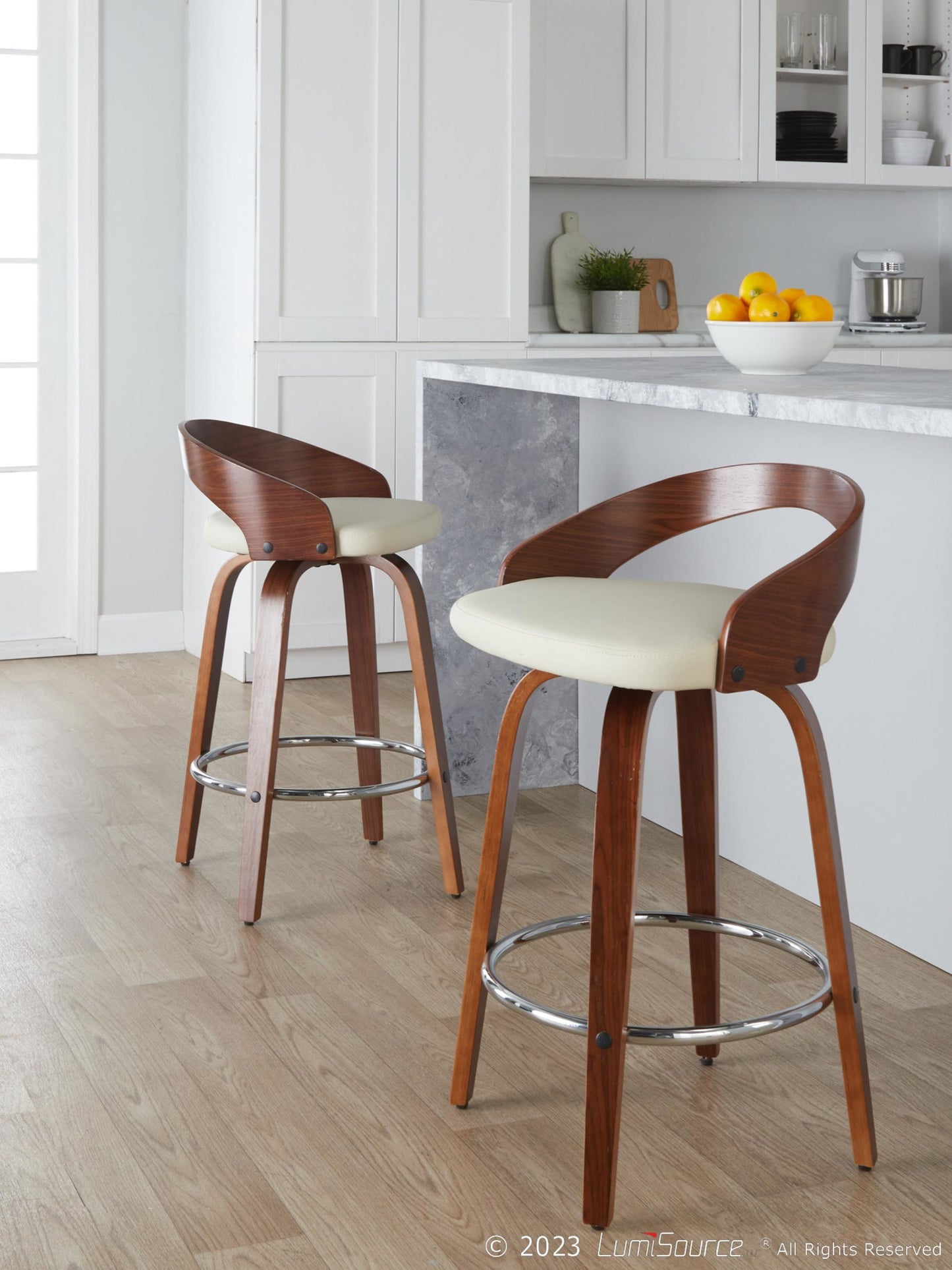 Grotto 26" Fixed-Height Counter Stool - Set of 2 By LumiSource - B26-GROTTOPU-GRTZR2 WLWLBN2 | Counter Stools | Modishstore - 12