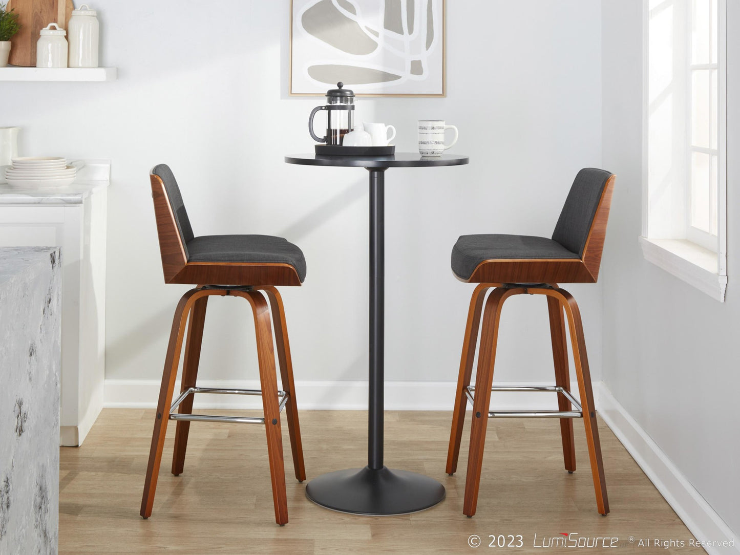 Corazza 30" Fixed-Height Barstool - Set of 2 By LumiSource - B30-CRZZFB-GRTZS2 WLWLCHAR2 | Bar Stools | Modishstore - 4