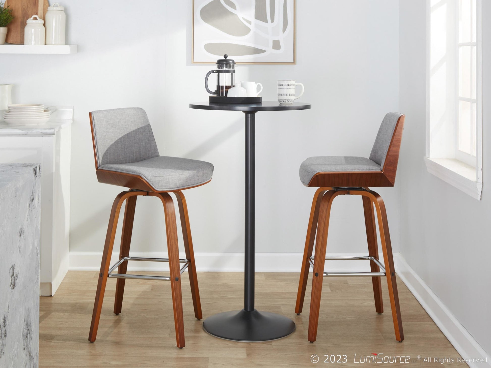 Corazza 30" Fixed-Height Barstool - Set of 2 By LumiSource - B30-CRZZFB-GRTZS2 WLWLCHAR2 | Bar Stools | Modishstore - 14