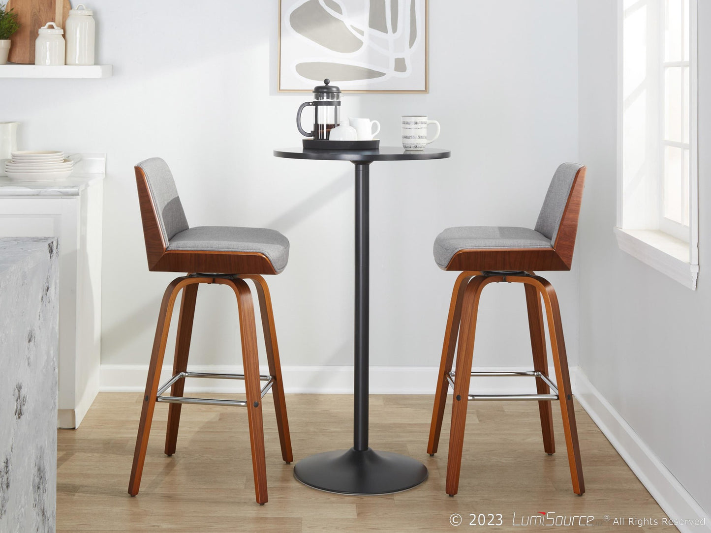 Corazza 30" Fixed-Height Barstool - Set of 2 By LumiSource - B30-CRZZFB-GRTZS2 WLWLCHAR2 | Bar Stools | Modishstore - 15