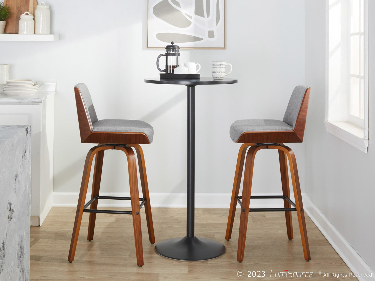 Corazza 30" Fixed-Height Barstool - Set of 2 By LumiSource - B30-CRZZFB-GRTZS2 WLWLCHAR2 | Bar Stools | Modishstore - 34