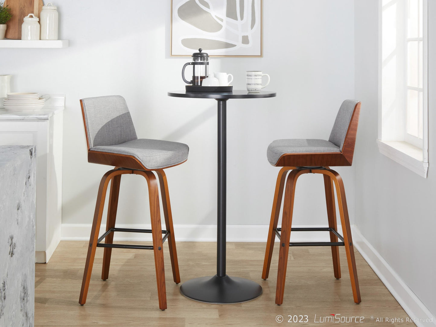 Corazza 30" Fixed-Height Barstool - Set of 2 By LumiSource - B30-CRZZFB-GRTZS2 WLWLCHAR2 | Bar Stools | Modishstore - 35