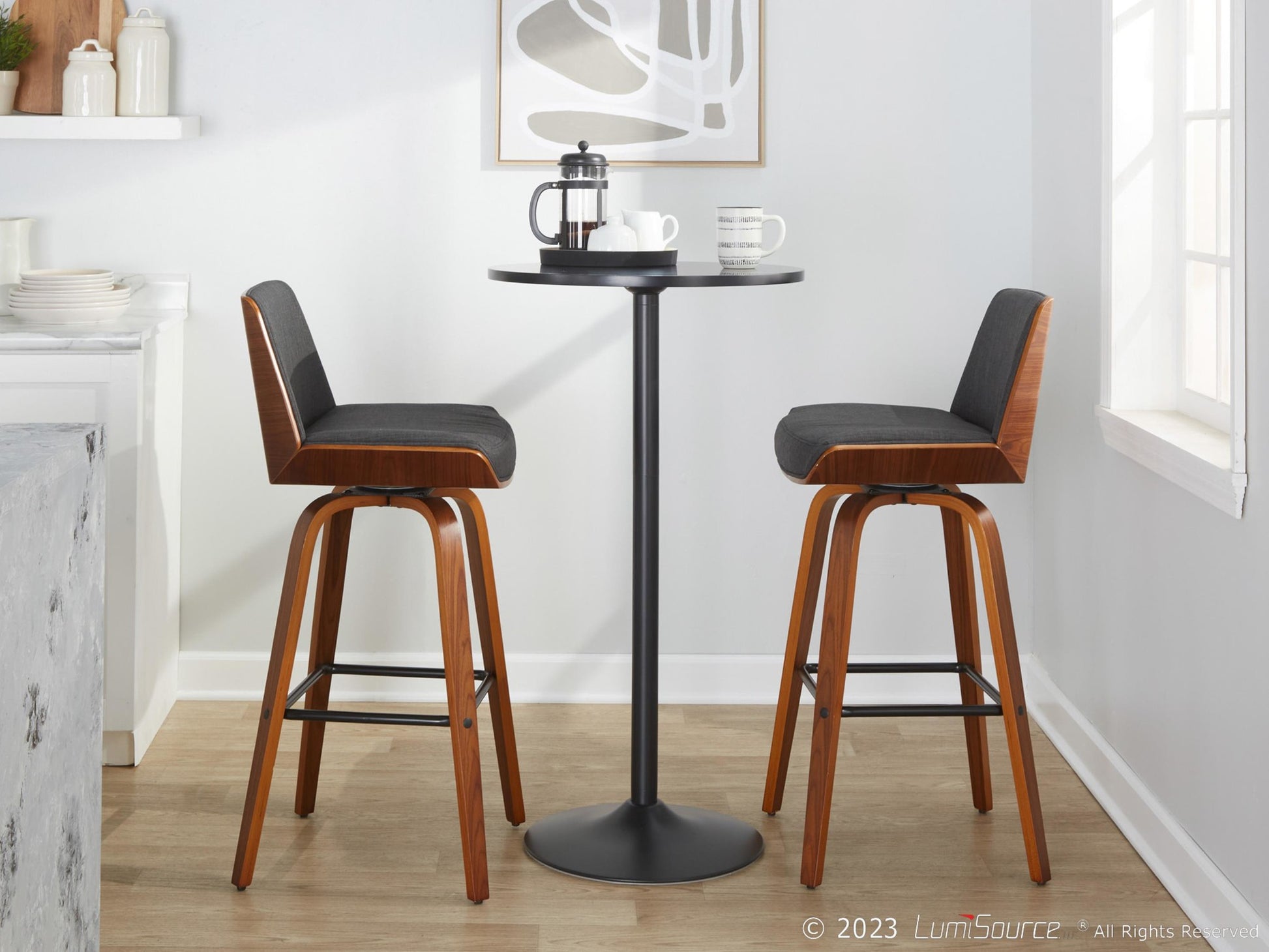 Corazza 30" Fixed-Height Barstool - Set of 2 By LumiSource - B30-CRZZFB-GRTZS2 WLWLCHAR2 | Bar Stools | Modishstore - 24