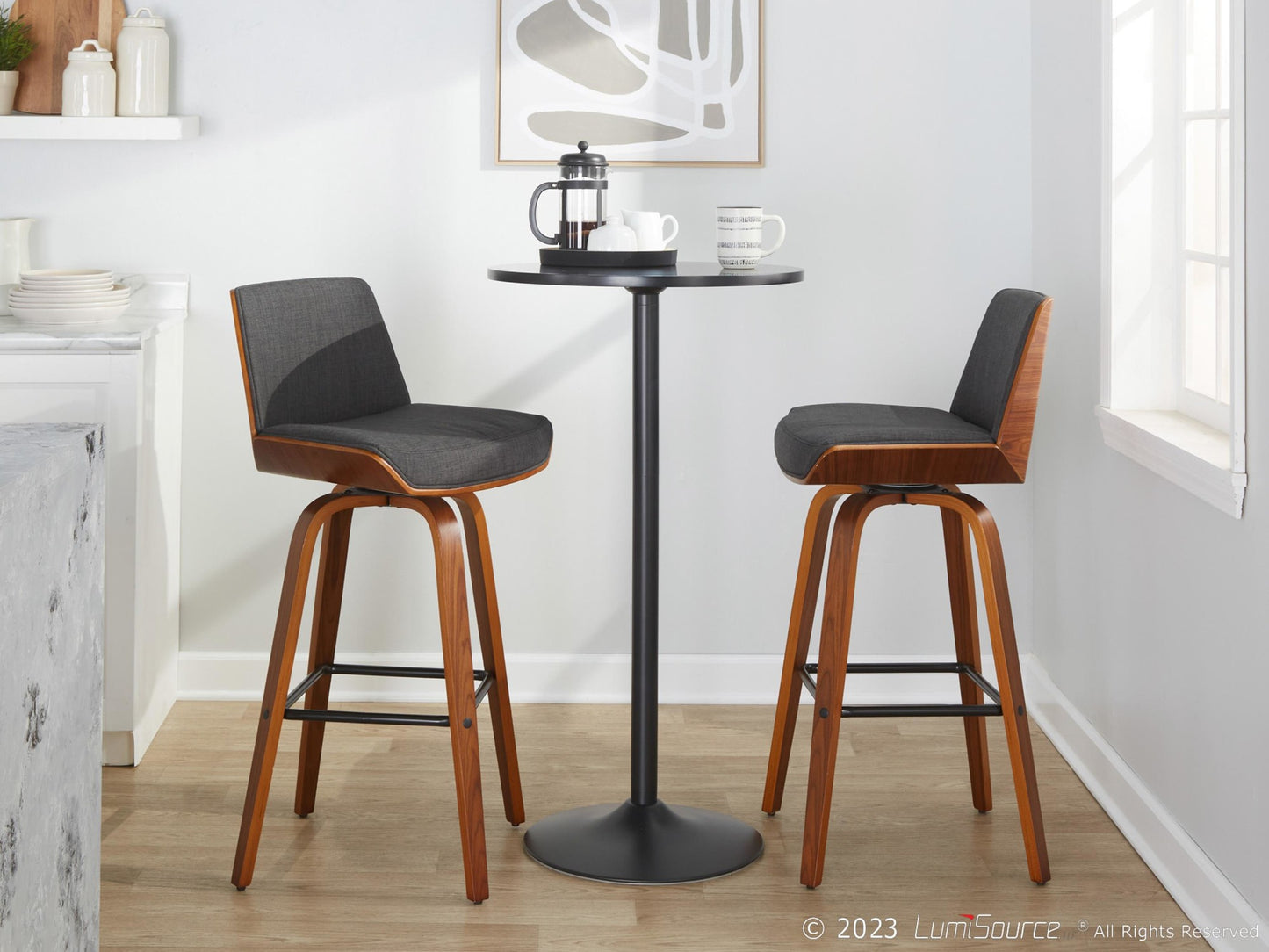 Corazza 30" Fixed-Height Barstool - Set of 2 By LumiSource - B30-CRZZFB-GRTZS2 WLWLCHAR2 | Bar Stools | Modishstore - 25