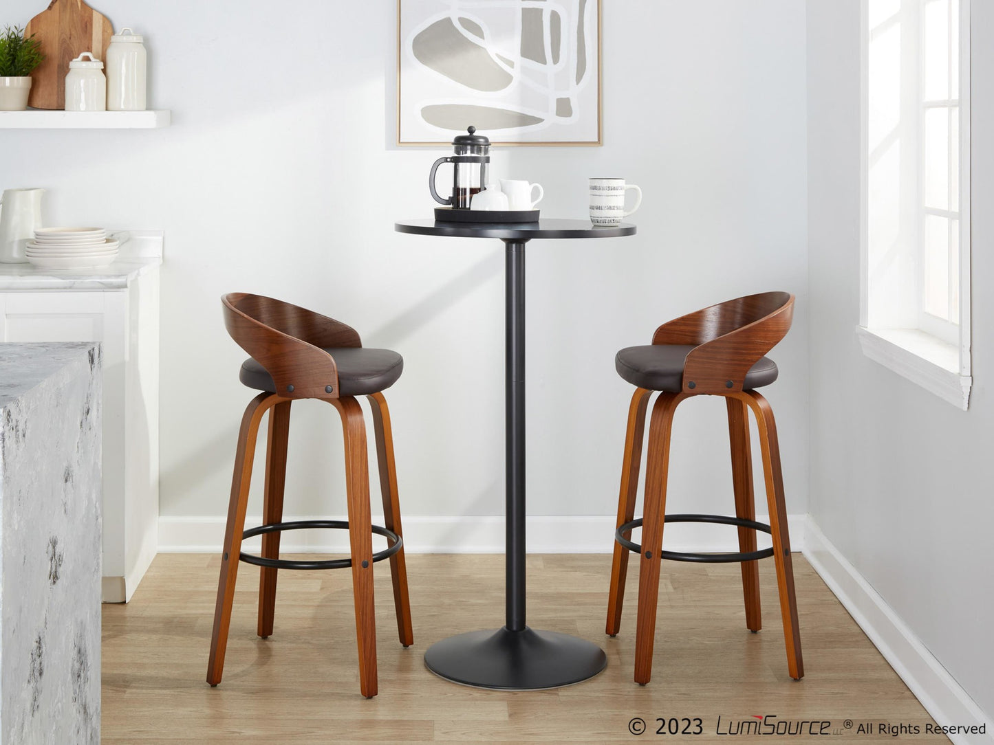 Grotto 30" Fixed-Height Barstool - Set of 2 By LumiSource - B30-GROTTOPU-GRTZQ2 WLWLBN2 | Bar Stools | Modishstore - 3