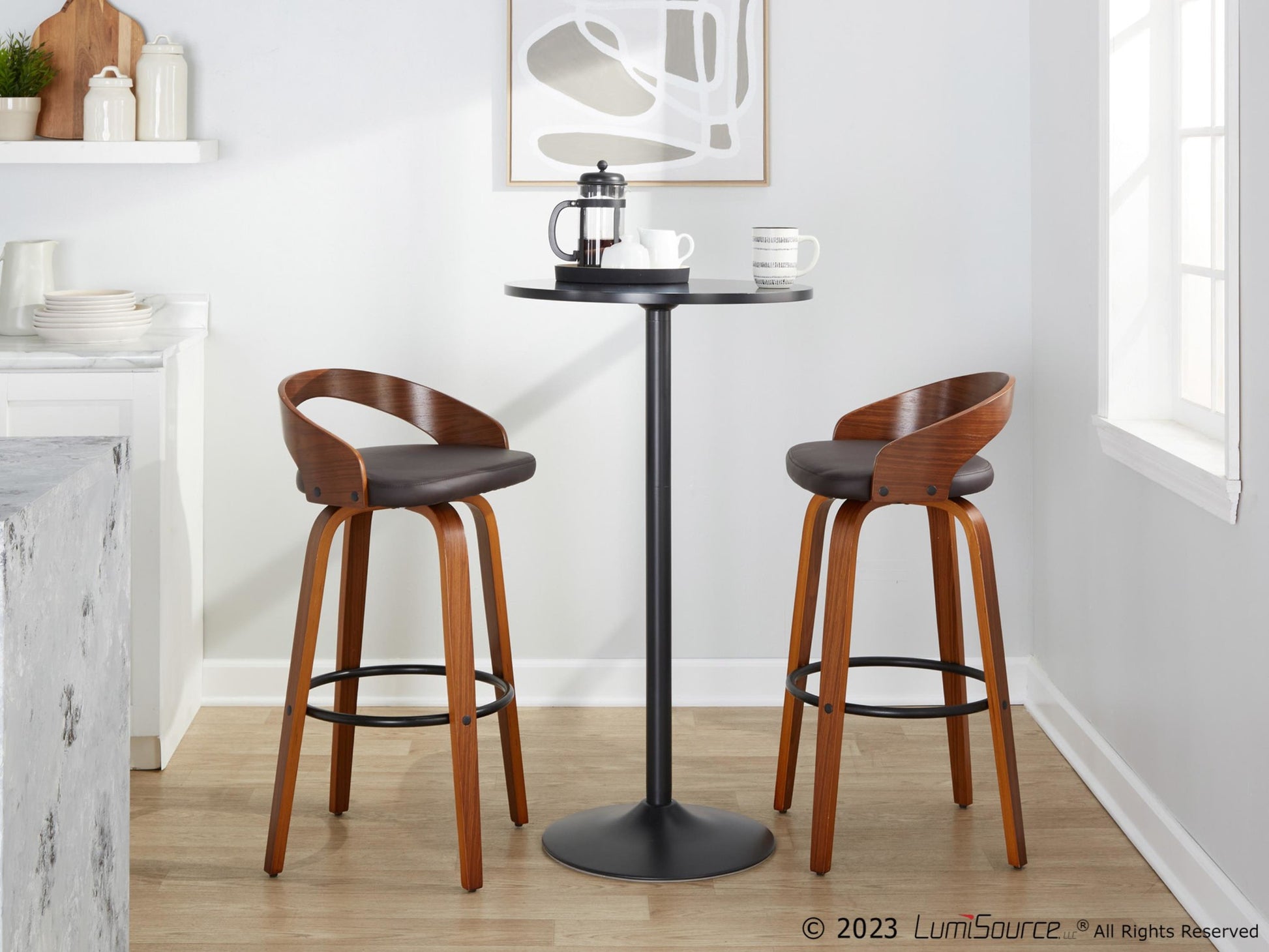 Grotto 30" Fixed-Height Barstool - Set of 2 By LumiSource - B30-GROTTOPU-GRTZQ2 WLWLBN2 | Bar Stools | Modishstore - 4