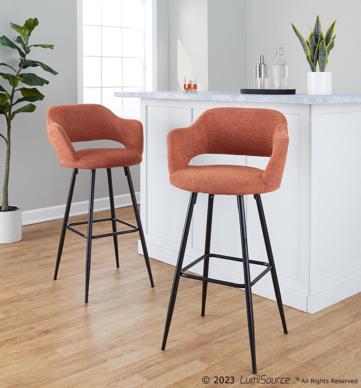 Margarite 30" Fixed-Height Barstool - Set of 2 By LumiSource - B30-MARGFB-MARGX2 BKO2 | Bar Stools | Modishstore