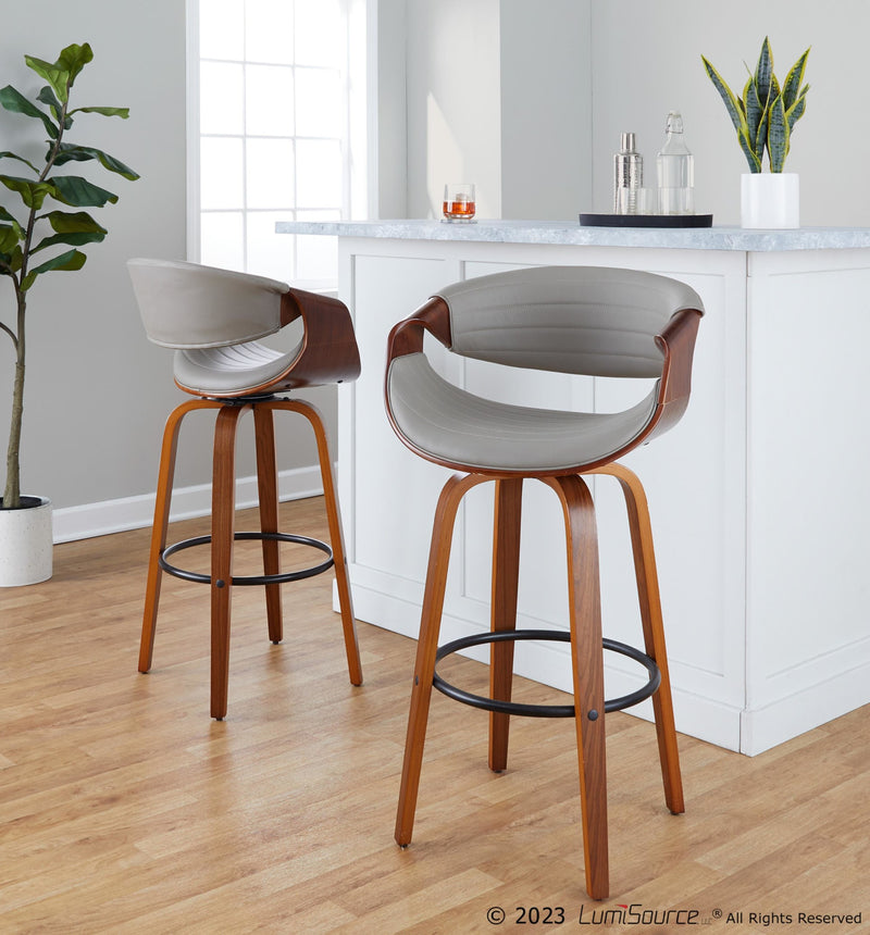 Symphony 30" Fixed-Height Barstool - Set of 2 By LumiSource - B30-SYMPPU-GRTZQ2 LGYLGYBK2 | Bar Stools | Modishstore - 11