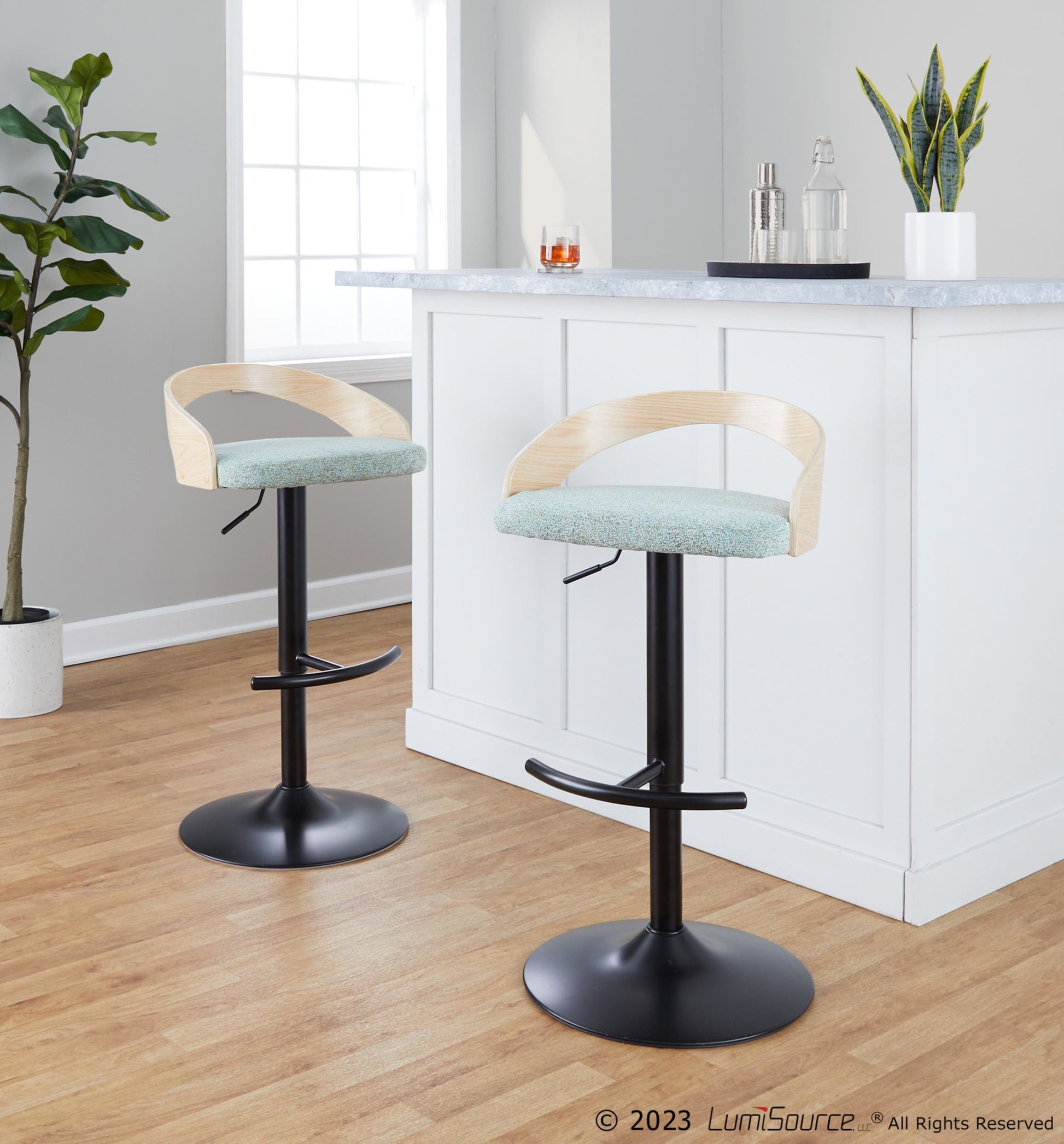 Gianna Fixed Height Counter Stool - Set of 2 By LumiSource - B26-GNNPU-CLARQ2 BKWLLGY2 | Counter Stools | Modishstore - 9