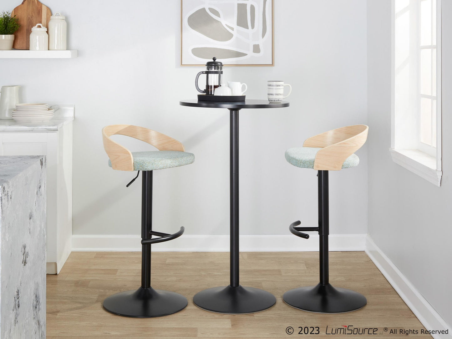 Gianna Fixed Height Counter Stool - Set of 2 By LumiSource - B26-GNNPU-CLARQ2 BKWLLGY2 | Counter Stools | Modishstore - 11