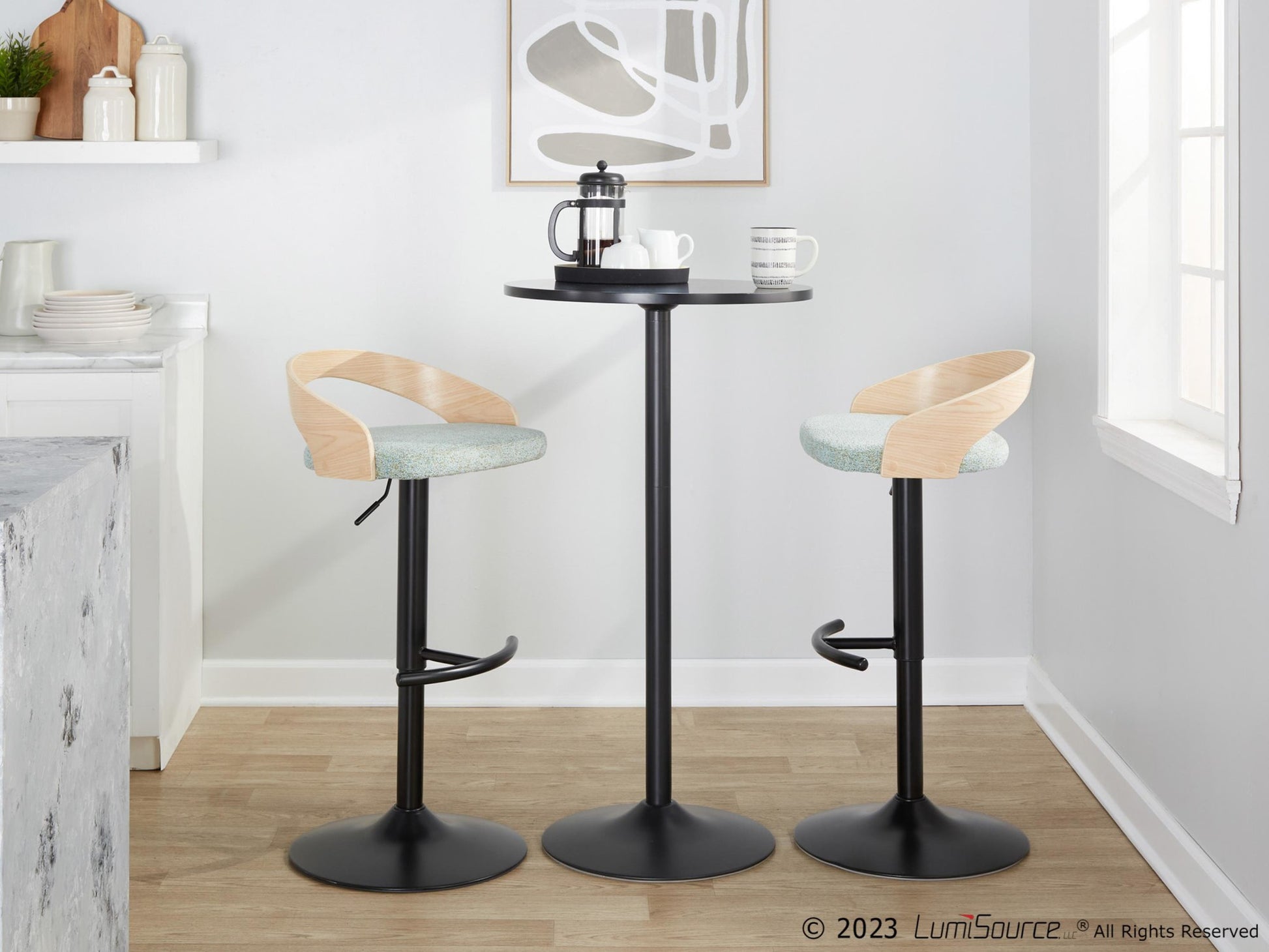 Gianna Fixed Height Counter Stool - Set of 2 By LumiSource - B26-GNNPU-CLARQ2 BKWLLGY2 | Counter Stools | Modishstore - 11