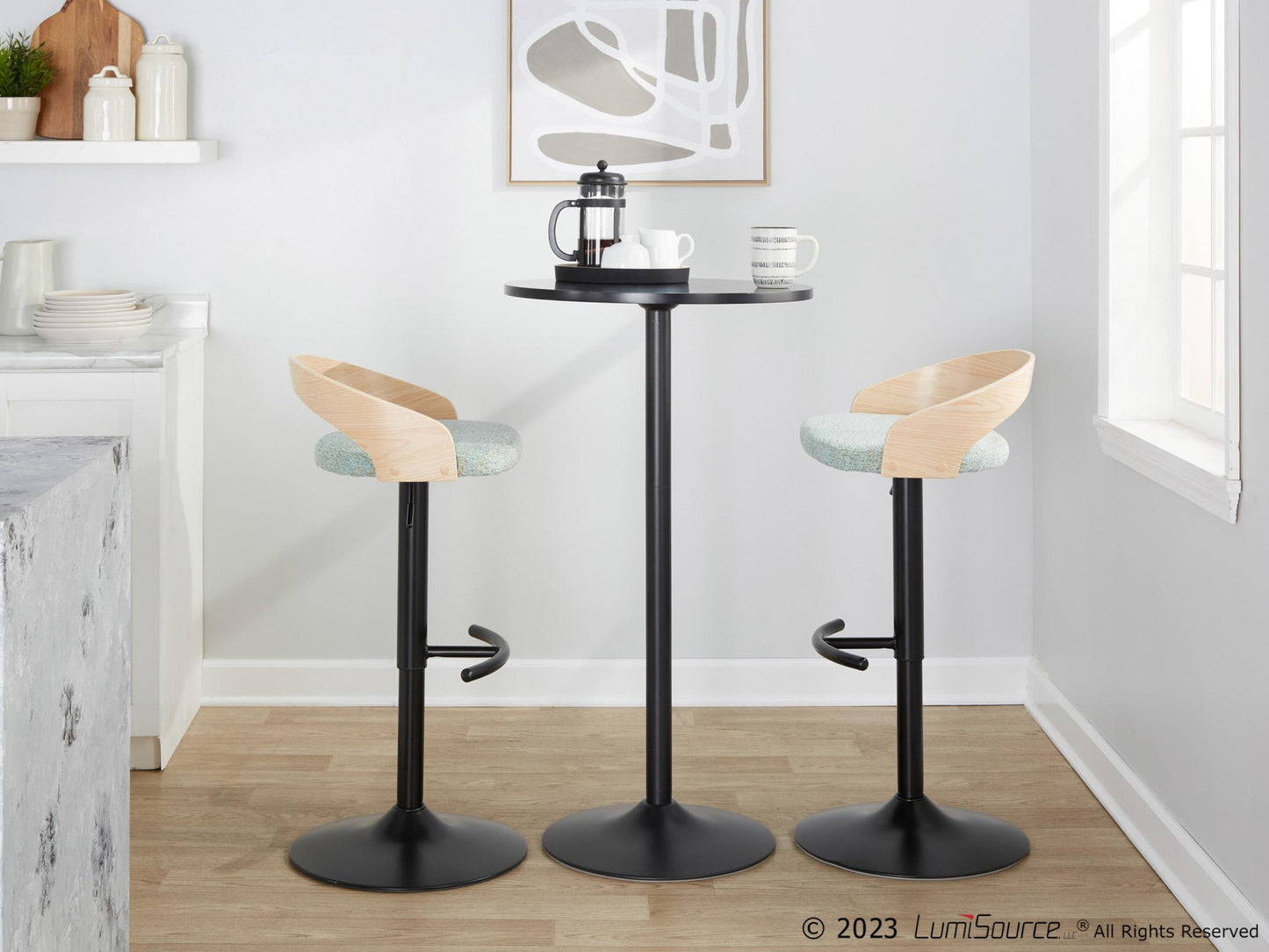 Gianna Fixed Height Counter Stool - Set of 2 By LumiSource - B26-GNNPU-CLARQ2 BKWLLGY2 | Counter Stools | Modishstore - 12