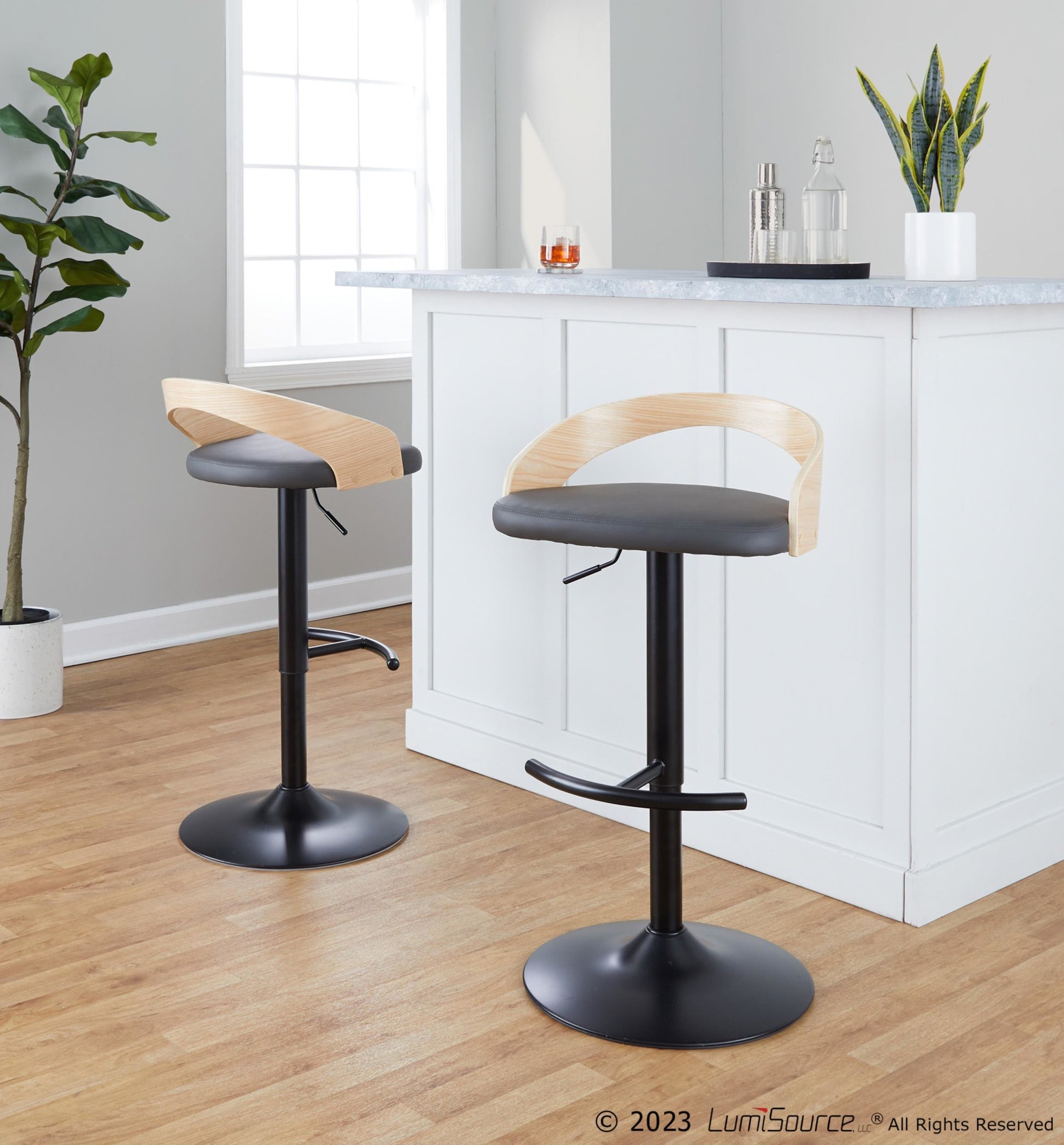 Grotto Adjustable Barstool - Set of 2 By LumiSource - BS-GROTTOPU-RT2 BKNABN2 | Bar Stools | Modishstore - 12