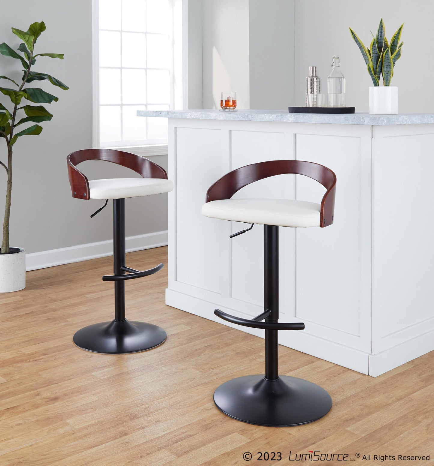 Gianna Fixed Height Counter Stool - Set of 2 By LumiSource - B26-GNNPU-CLARQ2 BKWLLGY2 | Counter Stools | Modishstore - 30