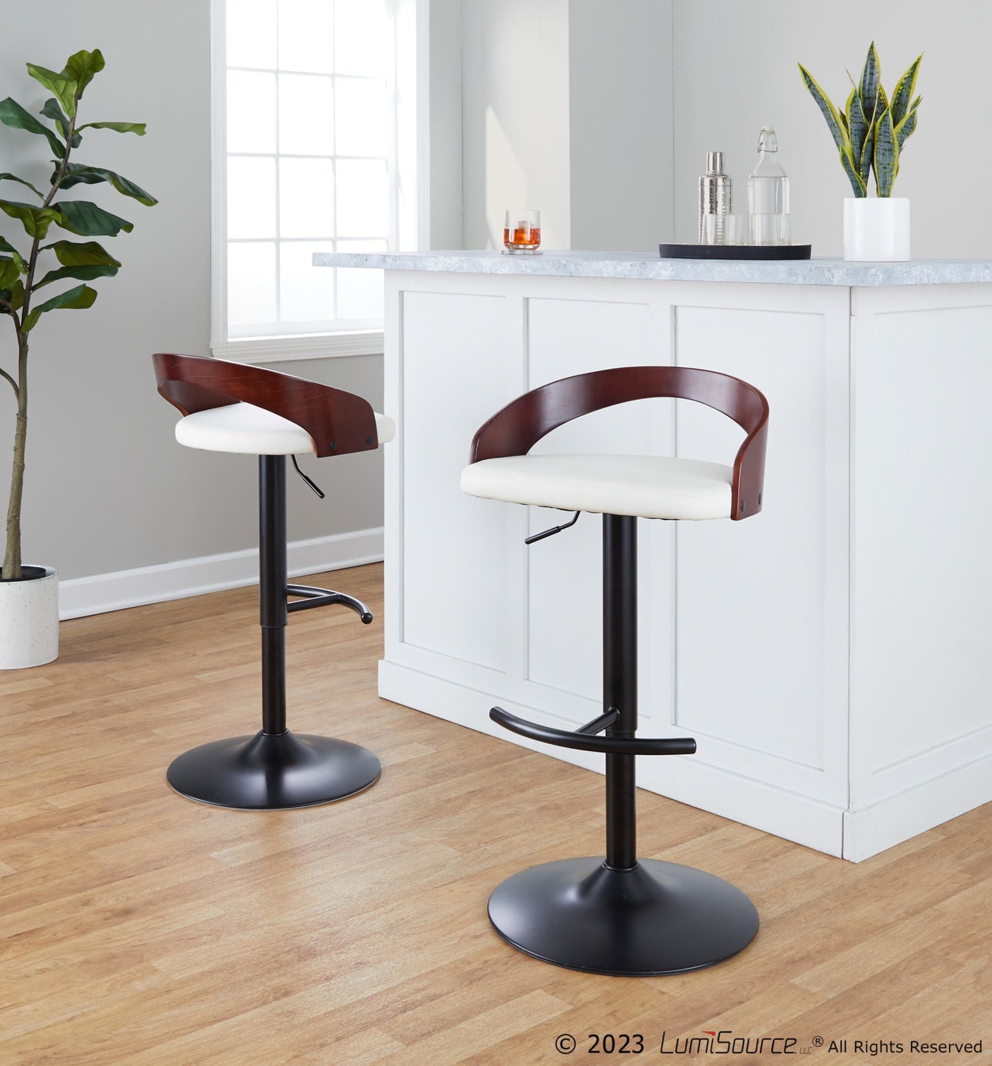 Gianna Fixed Height Counter Stool - Set of 2 By LumiSource - B26-GNNPU-CLARQ2 BKWLLGY2 | Counter Stools | Modishstore - 31