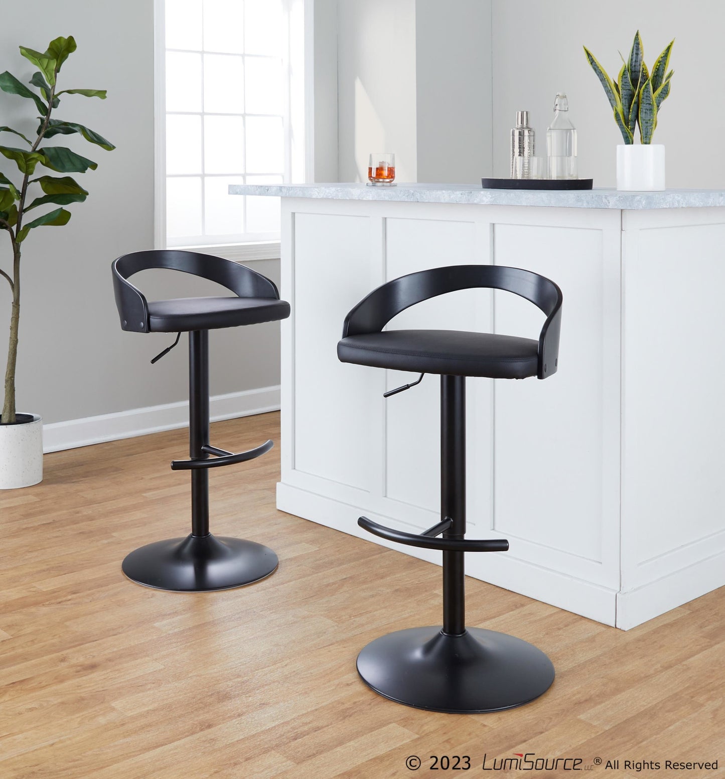 Gianna Fixed Height Counter Stool - Set of 2 By LumiSource - B26-GNNPU-CLARQ2 BKWLLGY2 | Counter Stools | Modishstore - 20