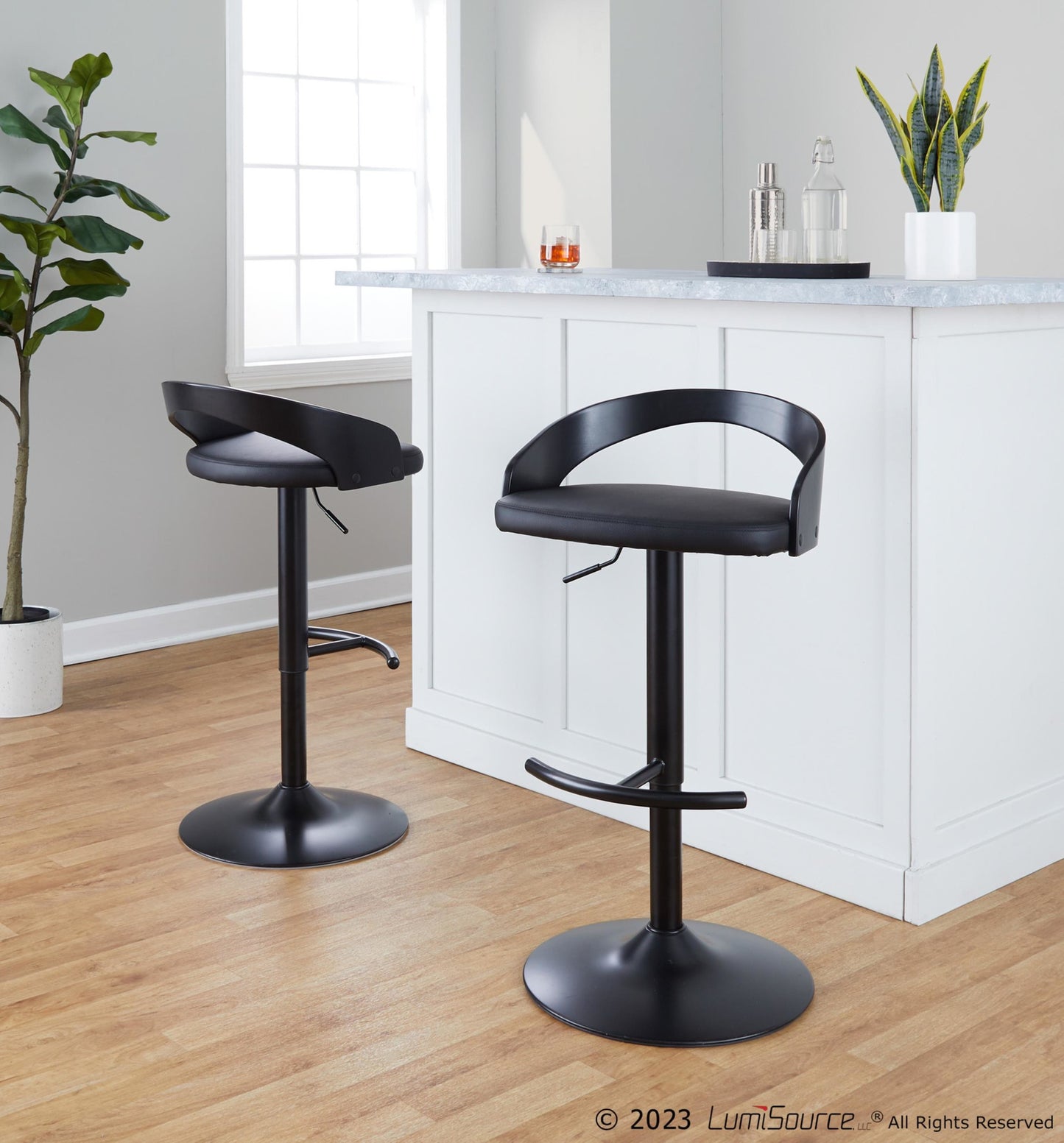 Gianna Fixed Height Counter Stool - Set of 2 By LumiSource - B26-GNNPU-CLARQ2 BKWLLGY2 | Counter Stools | Modishstore - 21