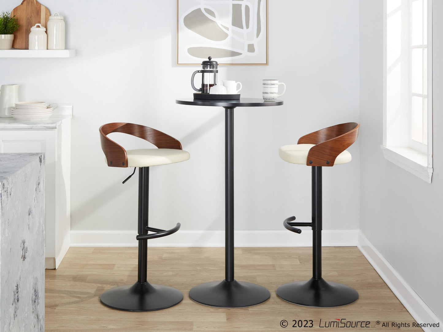 Grotto Adjustable Barstool - Set of 2 By LumiSource - BS-GROTTOPU-RT2 BKWLBN2 | Bar Stools | Modishstore - 13