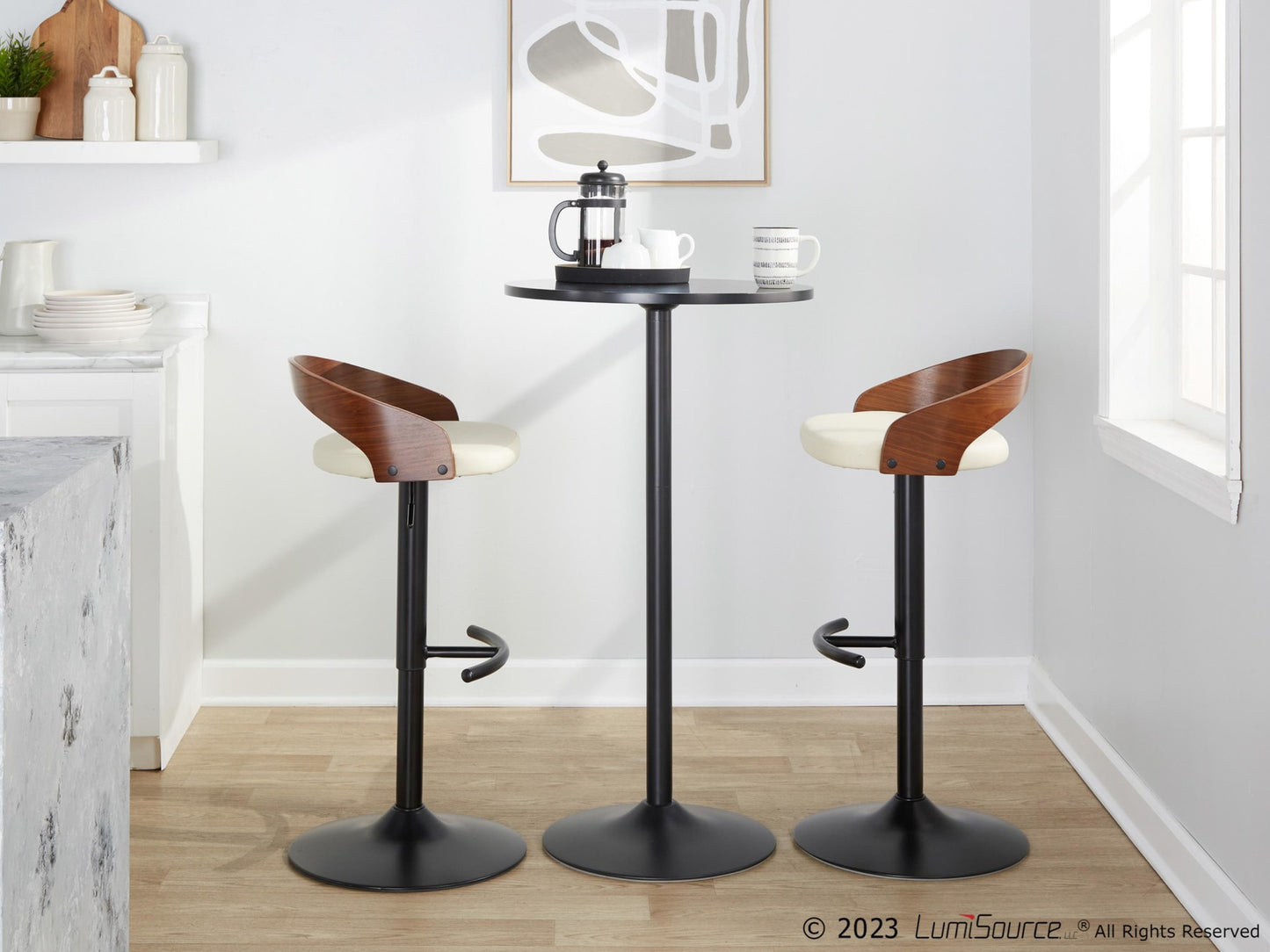 Grotto Adjustable Barstool - Set of 2 By LumiSource - BS-GROTTOPU-RT2 BKWLBN2 | Bar Stools | Modishstore - 14