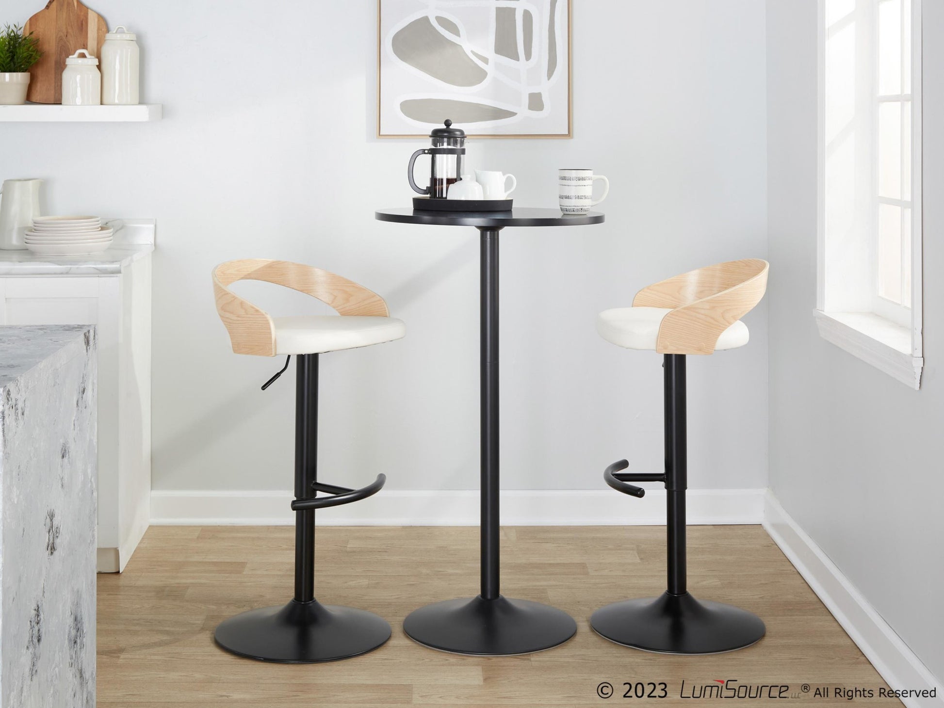 Grotto Adjustable Barstool - Set of 2 By LumiSource - BS-GROTTOPU-RT2 BKNABN2 | Bar Stools | Modishstore - 23