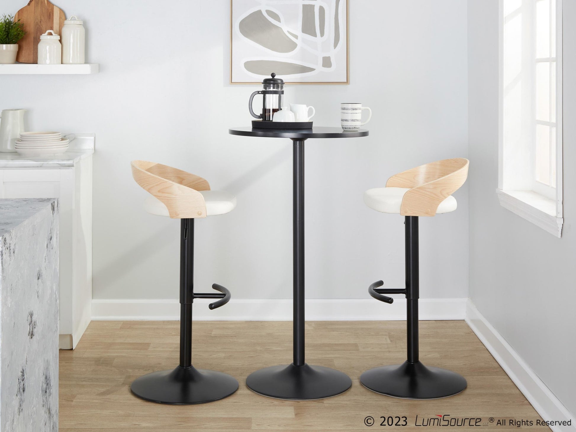 Grotto Adjustable Barstool - Set of 2 By LumiSource - BS-GROTTOPU-RT2 BKNABN2 | Bar Stools | Modishstore - 24