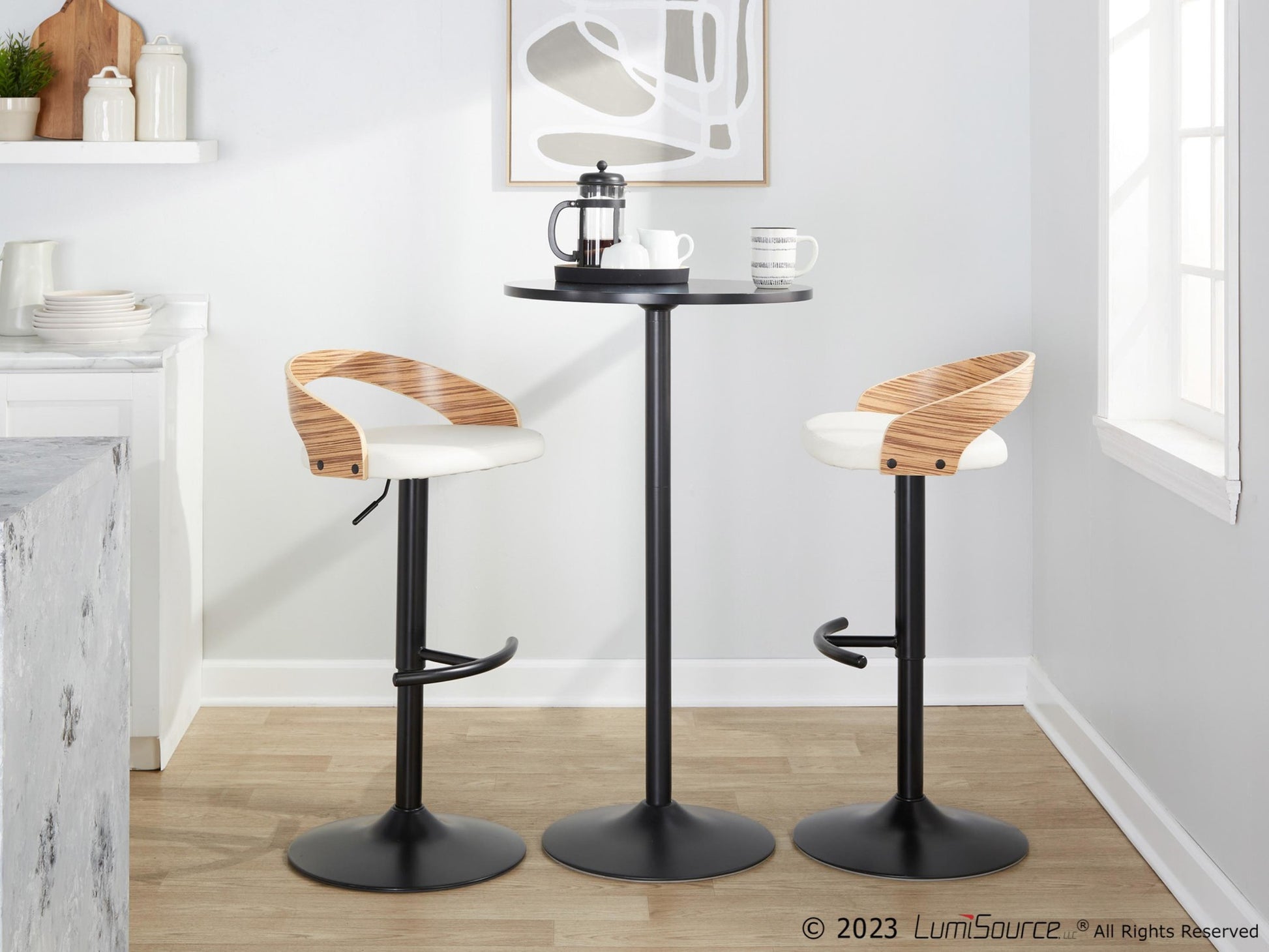 Grotto Adjustable Barstool - Set of 2 By LumiSource - BS-GROTTOPU-RT2 BKWLBN2 | Bar Stools | Modishstore - 23