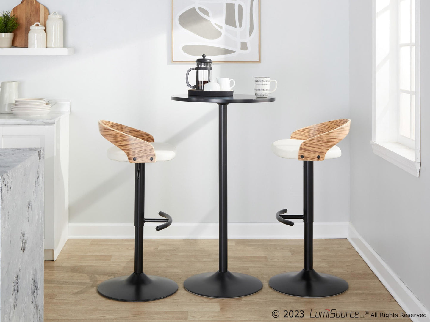 Grotto Adjustable Barstool - Set of 2 By LumiSource - BS-GROTTOPU-RT2 BKWLBN2 | Bar Stools | Modishstore - 24