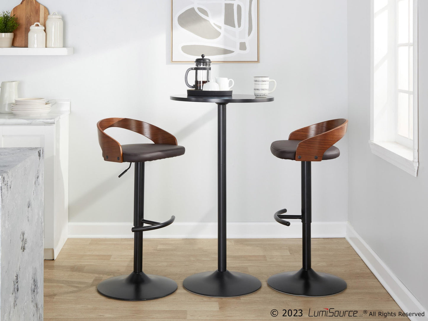 Grotto Adjustable Barstool - Set of 2 By LumiSource - BS-GROTTOPU-RT2 BKWLBN2 | Bar Stools | Modishstore - 3