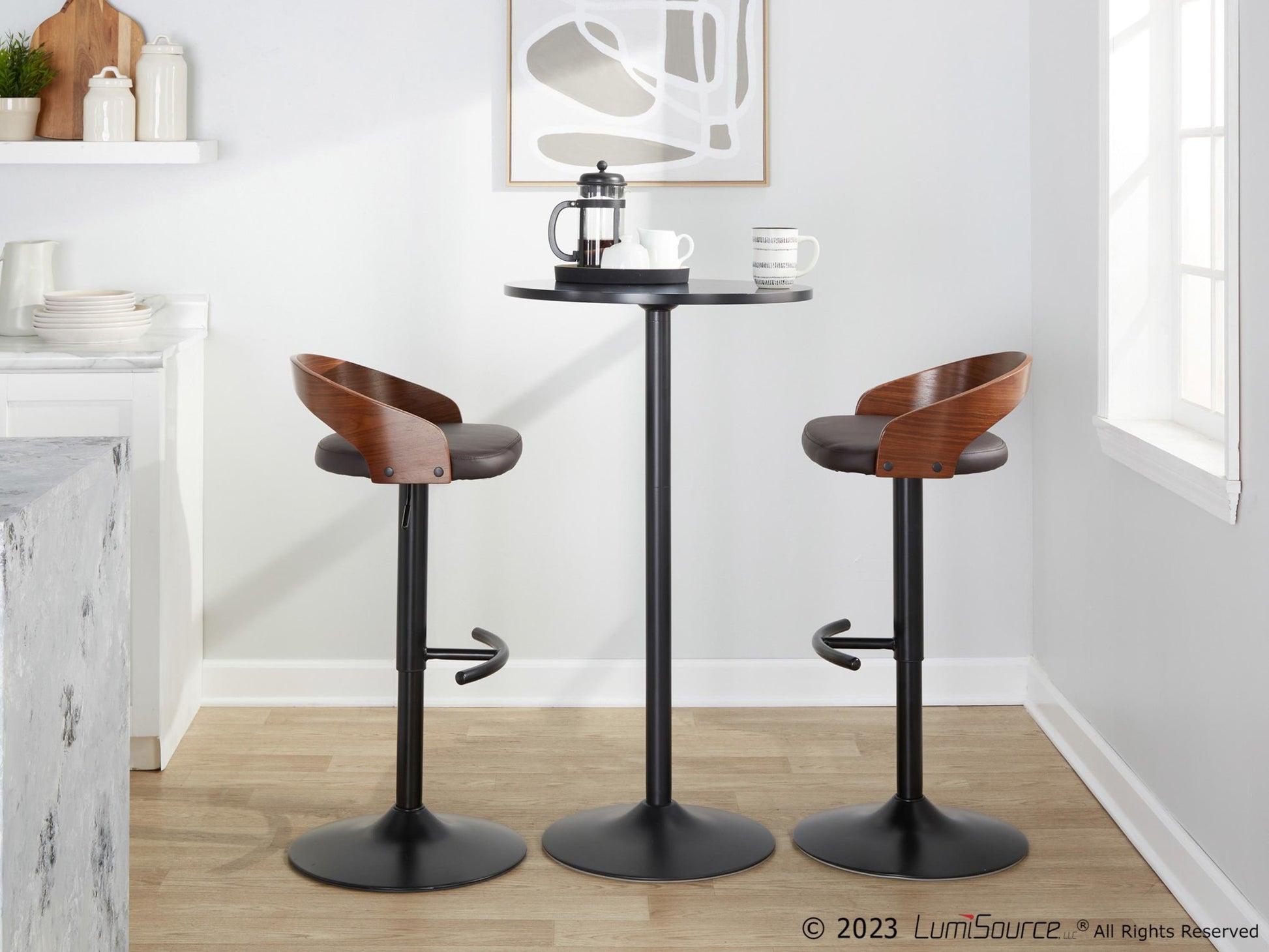 Grotto Adjustable Barstool - Set of 2 By LumiSource - BS-GROTTOPU-RT2 BKWLBN2 | Bar Stools | Modishstore - 4