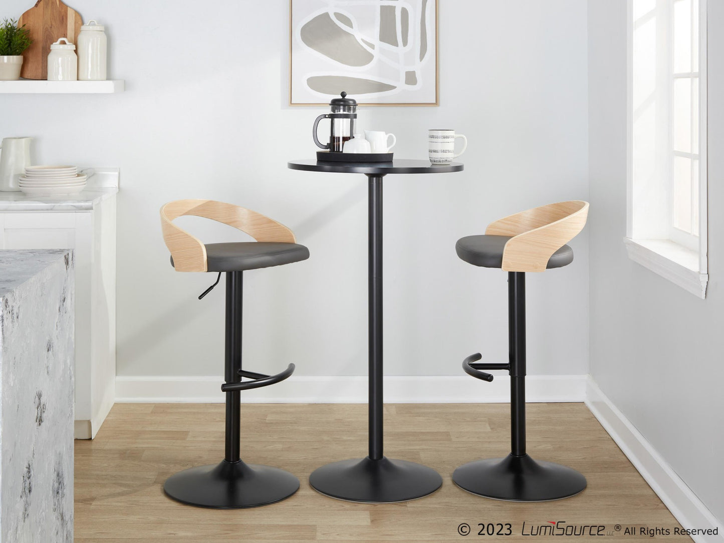 Grotto Adjustable Barstool - Set of 2 By LumiSource - BS-GROTTOPU-RT2 BKNABN2 | Bar Stools | Modishstore - 13