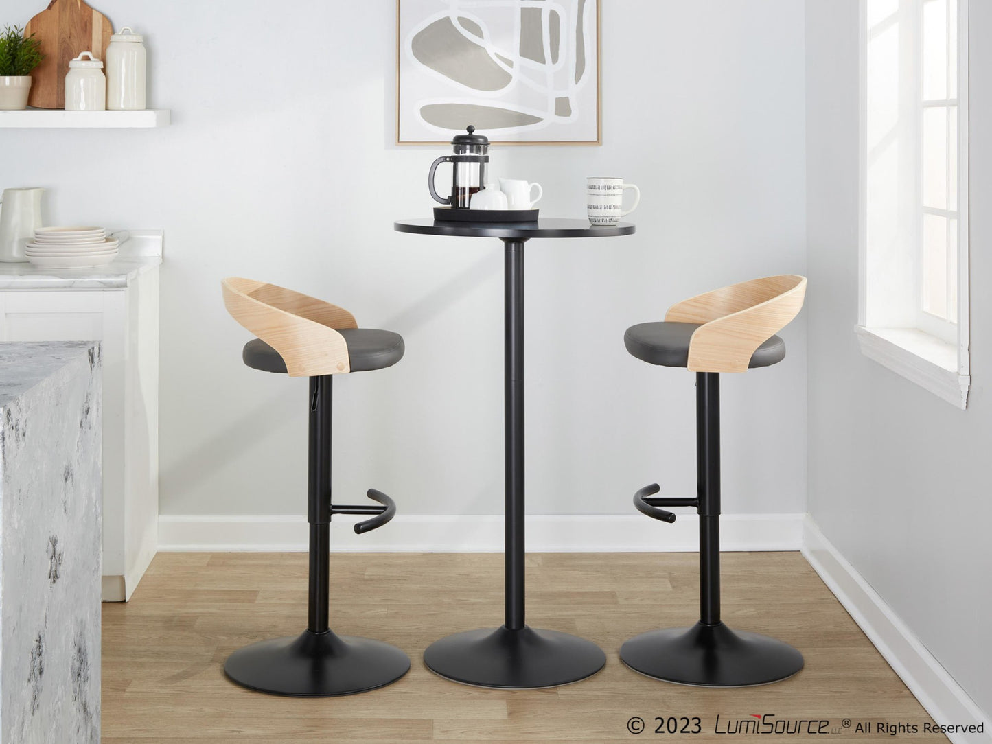 Grotto Adjustable Barstool - Set of 2 By LumiSource - BS-GROTTOPU-RT2 BKNABN2 | Bar Stools | Modishstore - 14