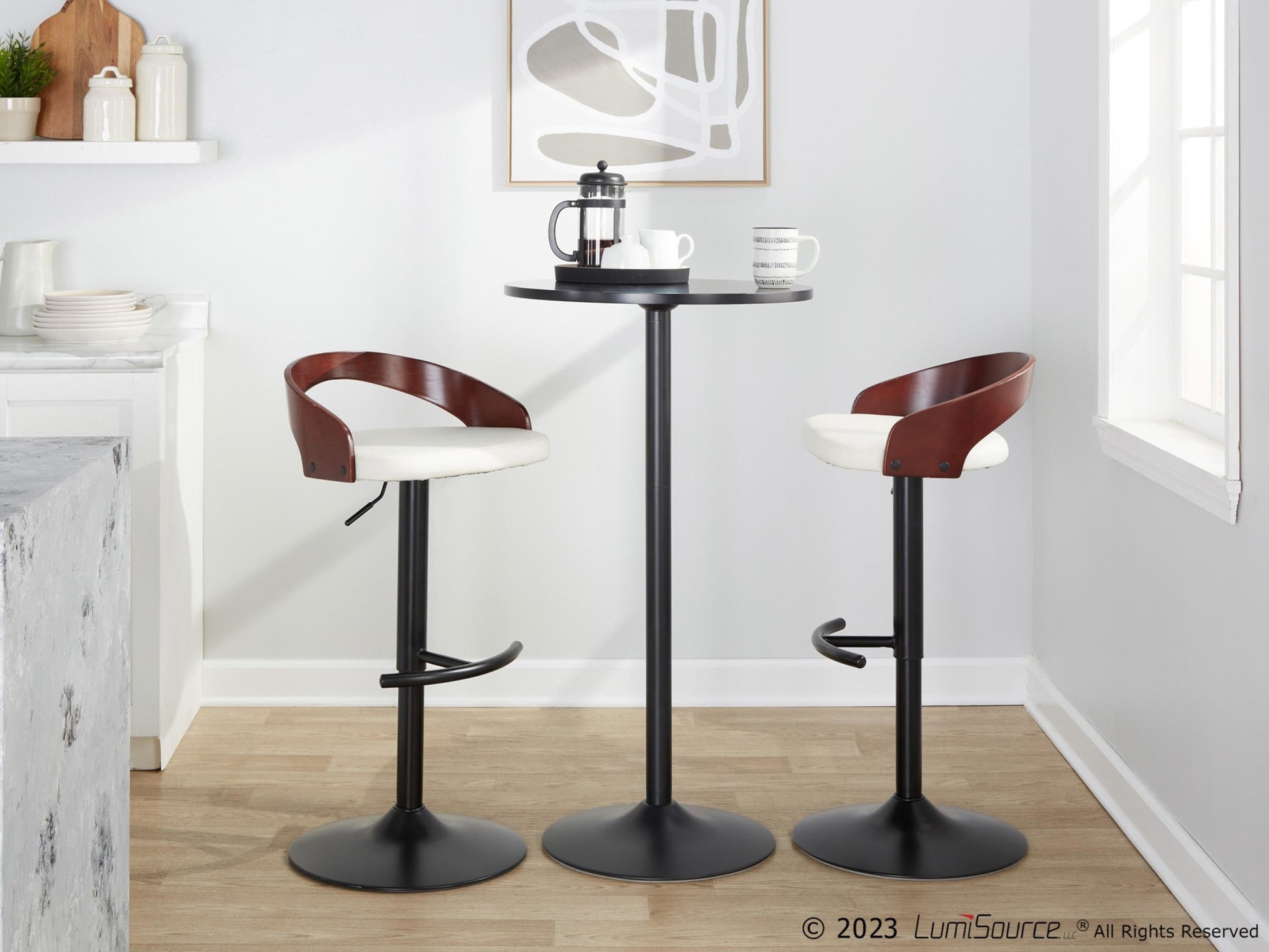 Gianna Fixed Height Counter Stool - Set of 2 By LumiSource - B26-GNNPU-CLARQ2 BKWLLGY2 | Counter Stools | Modishstore - 32