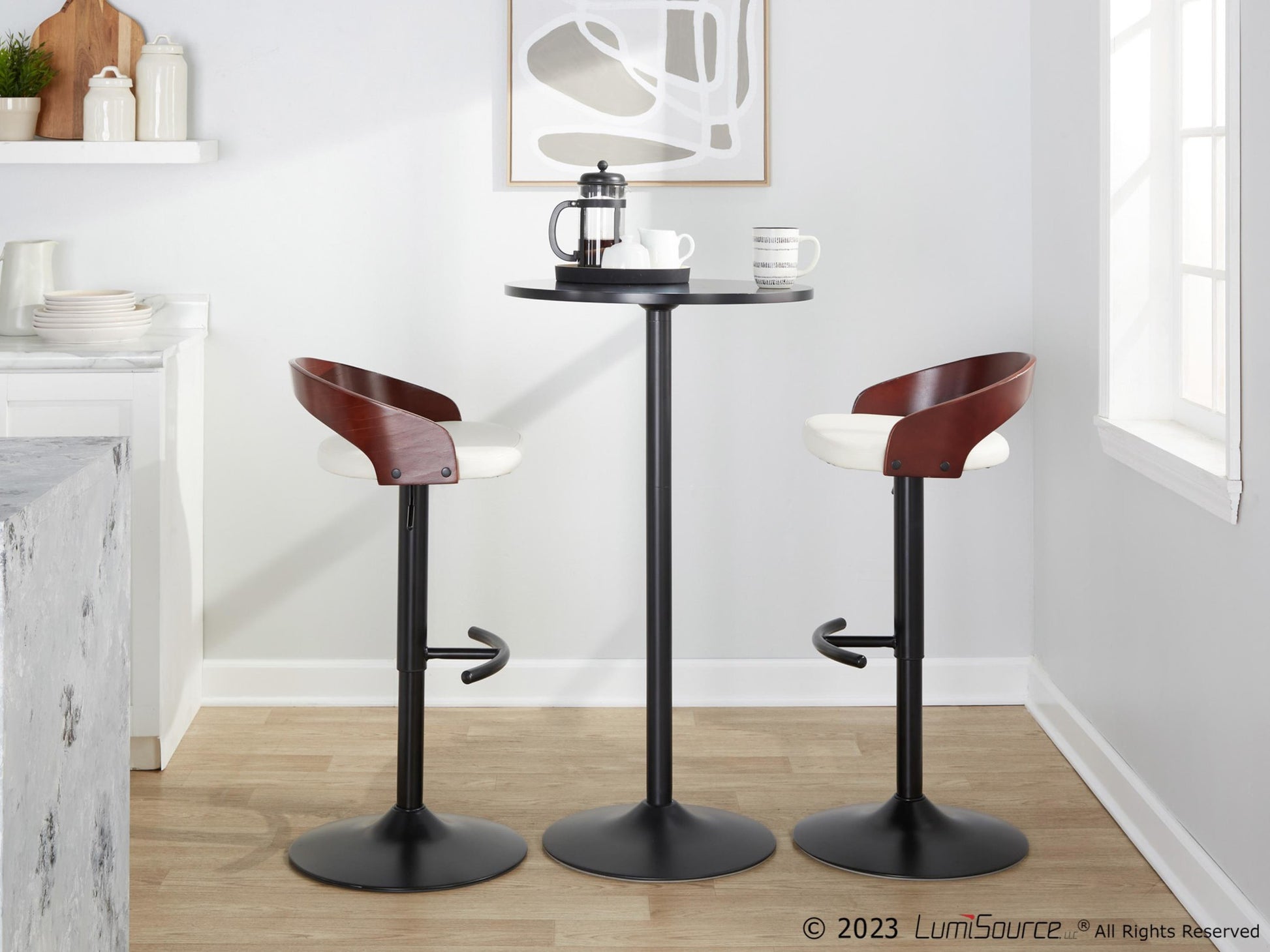 Gianna Fixed Height Counter Stool - Set of 2 By LumiSource - B26-GNNPU-CLARQ2 BKWLLGY2 | Counter Stools | Modishstore - 33