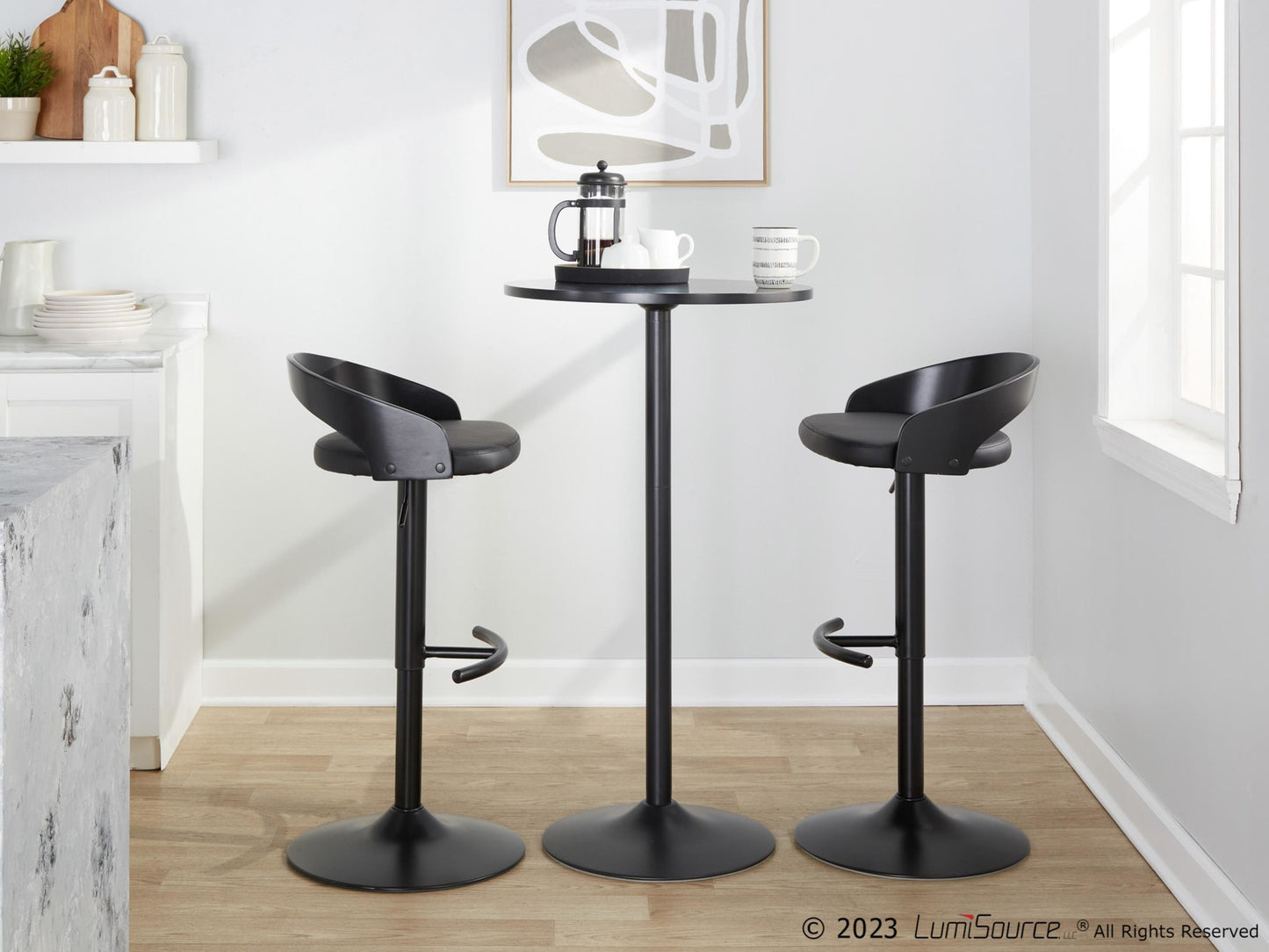 Gianna Fixed Height Counter Stool - Set of 2 By LumiSource - B26-GNNPU-CLARQ2 BKWLLGY2 | Counter Stools | Modishstore - 23