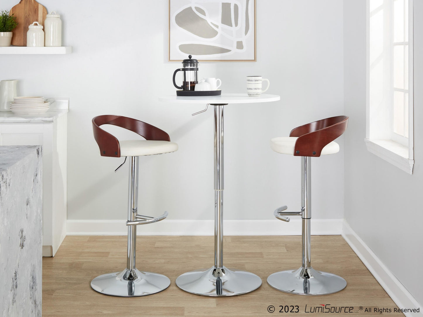 Grotto Adjustable Barstool - Set of 2 By LumiSource - BS-GROTTOPU-RT2 CHRBKBK2 | Bar Stools | Modishstore - 13