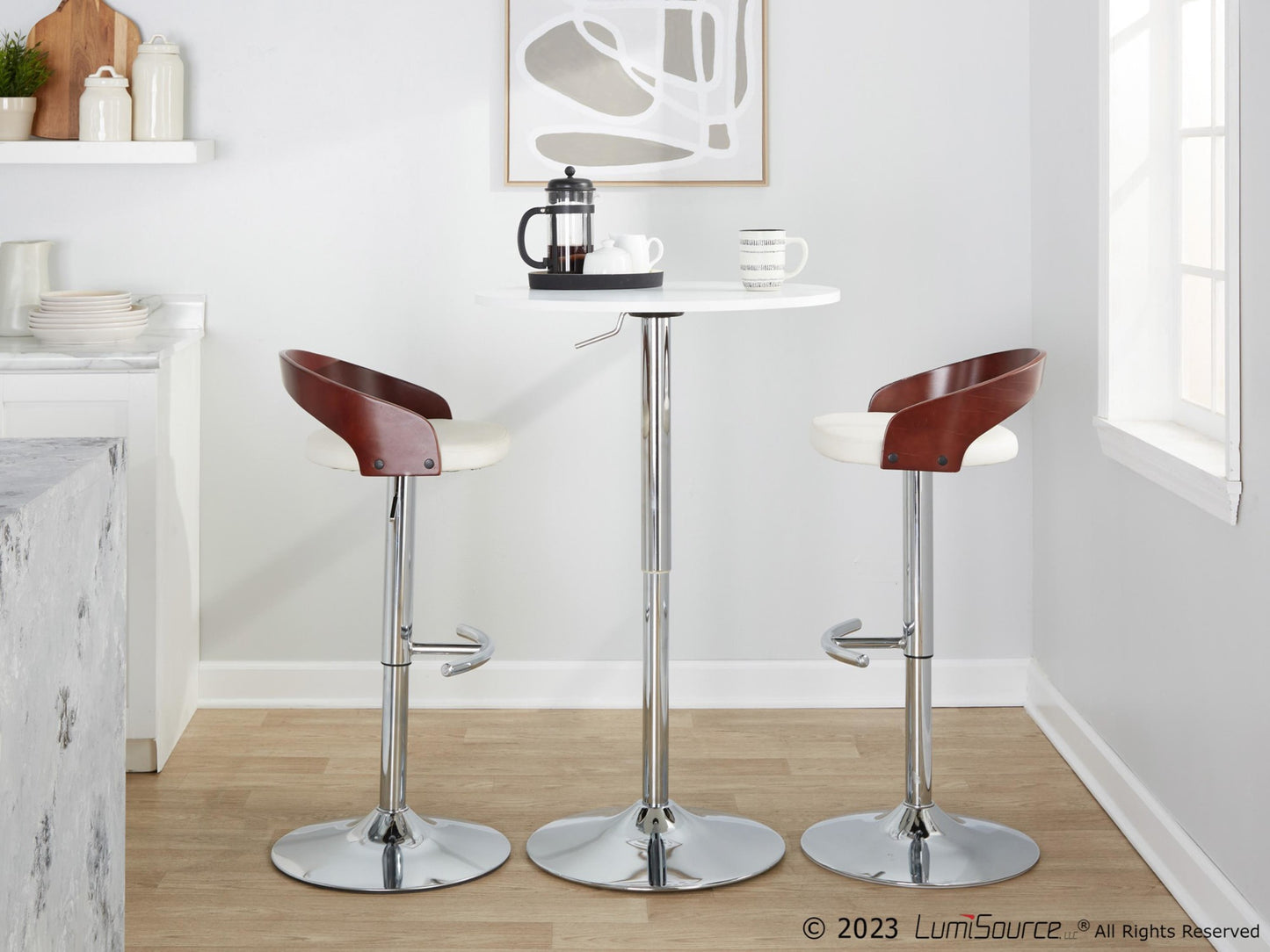 Grotto Adjustable Barstool - Set of 2 By LumiSource - BS-GROTTOPU-RT2 CHRBKBK2 | Bar Stools | Modishstore - 14