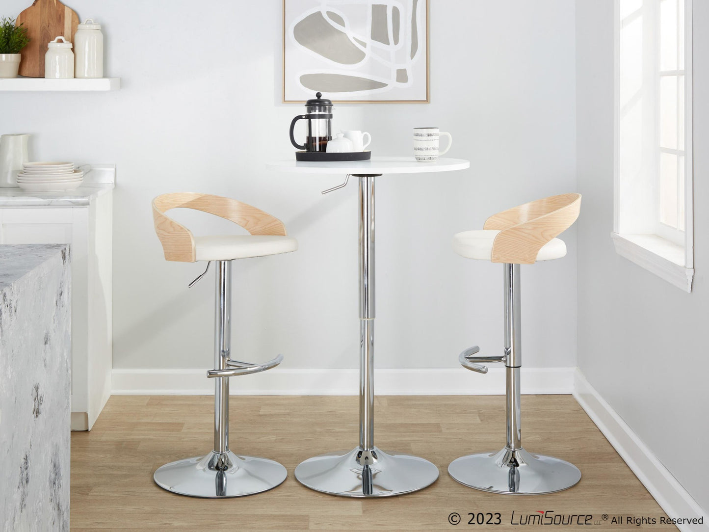 Grotto Adjustable Barstool - Set of 2 By LumiSource - BS-GROTTOPU-RT2 CHRNABN2 | Bar Stools | Modishstore - 23