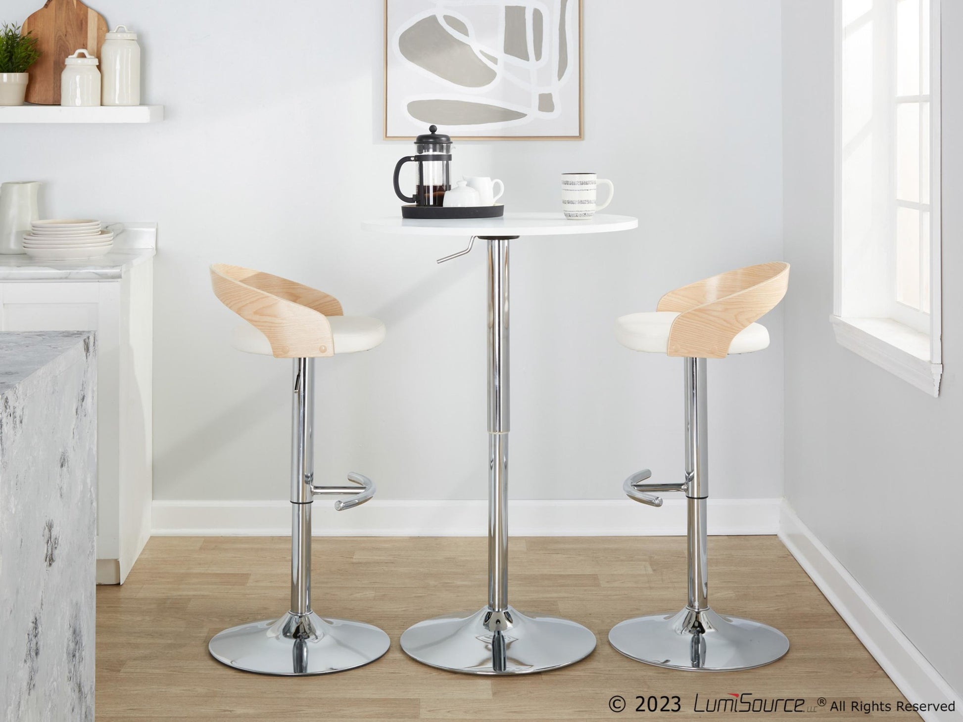 Grotto Adjustable Barstool - Set of 2 By LumiSource - BS-GROTTOPU-RT2 CHRNABN2 | Bar Stools | Modishstore - 24