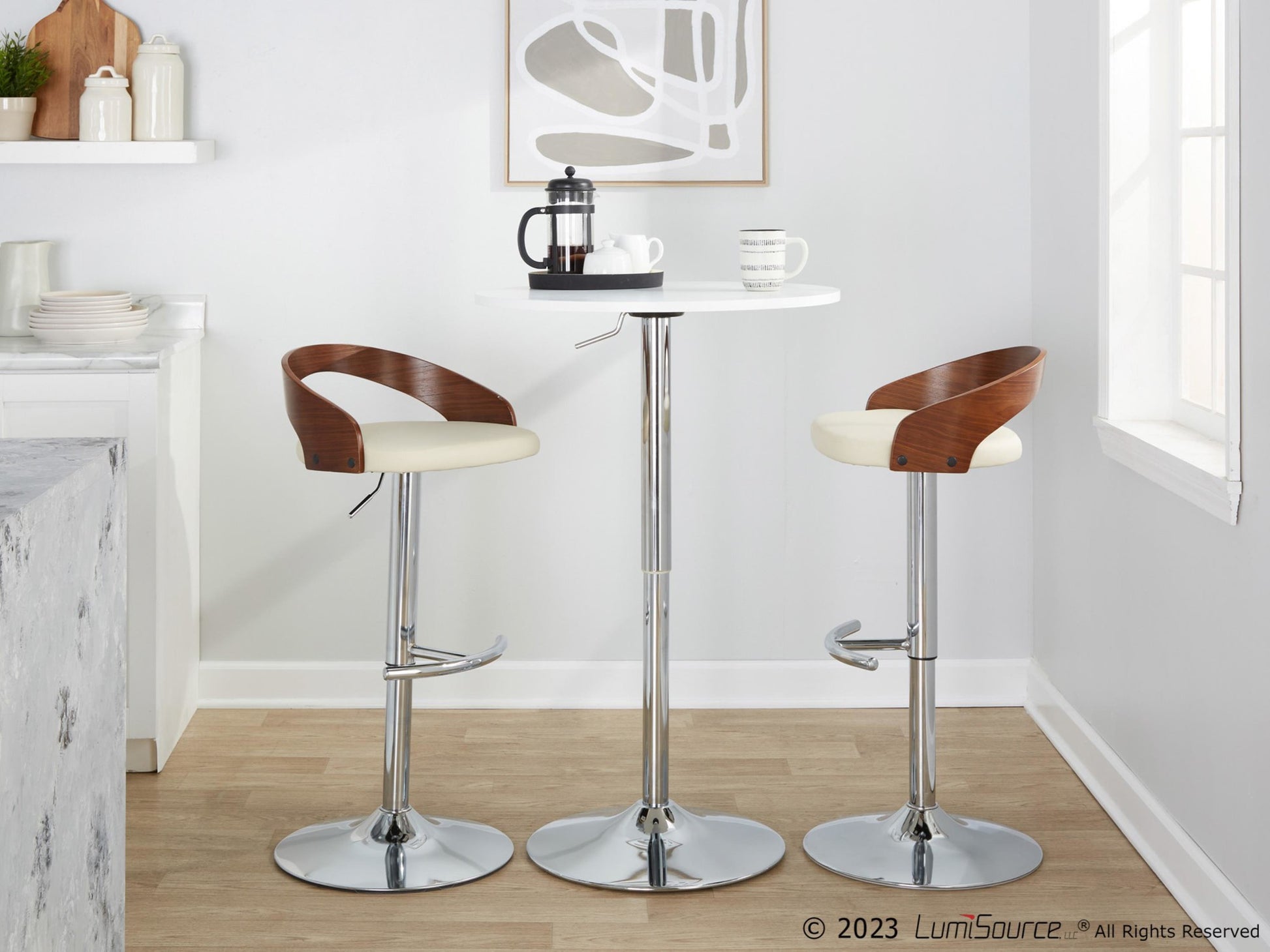 Grotto Adjustable Barstool - Set of 2 By LumiSource - BS-GROTTOPU-RT2 CHRWLBN2 | Bar Stools | Modishstore - 13